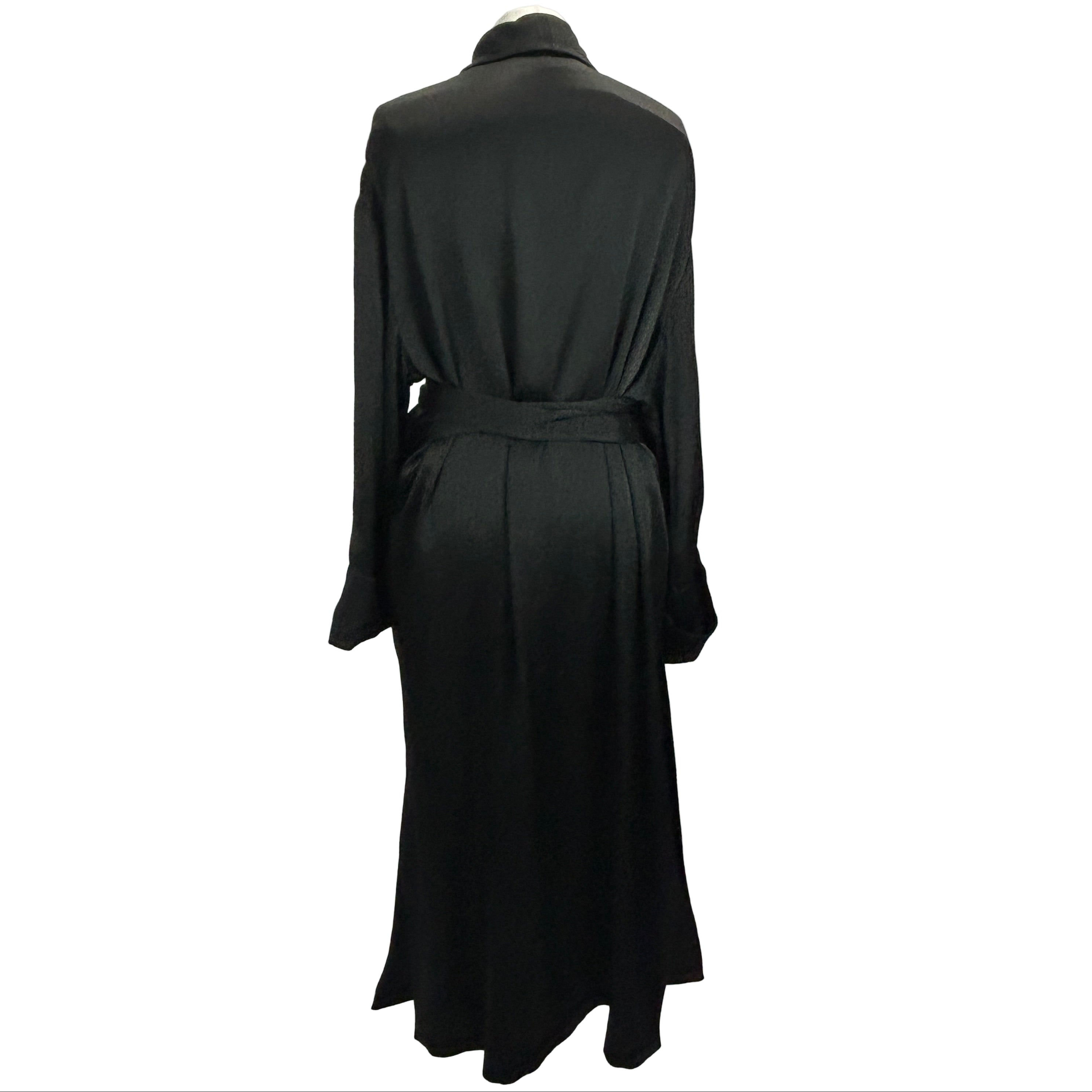 Phoebe Philo £1785 Black Crepe Satin Wrap Dress S