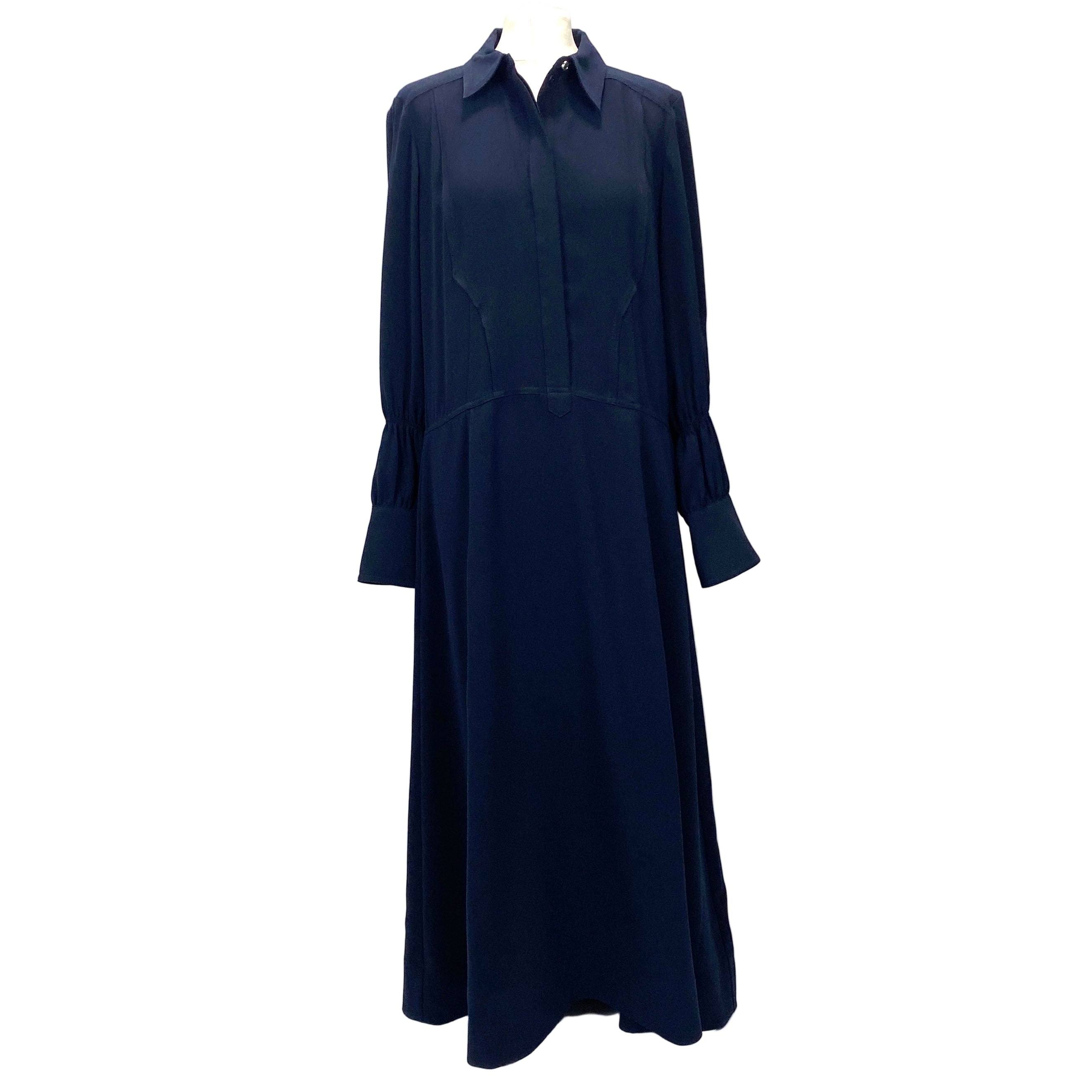 Me&Em Navy Crepe Maxi Shirt Dress M