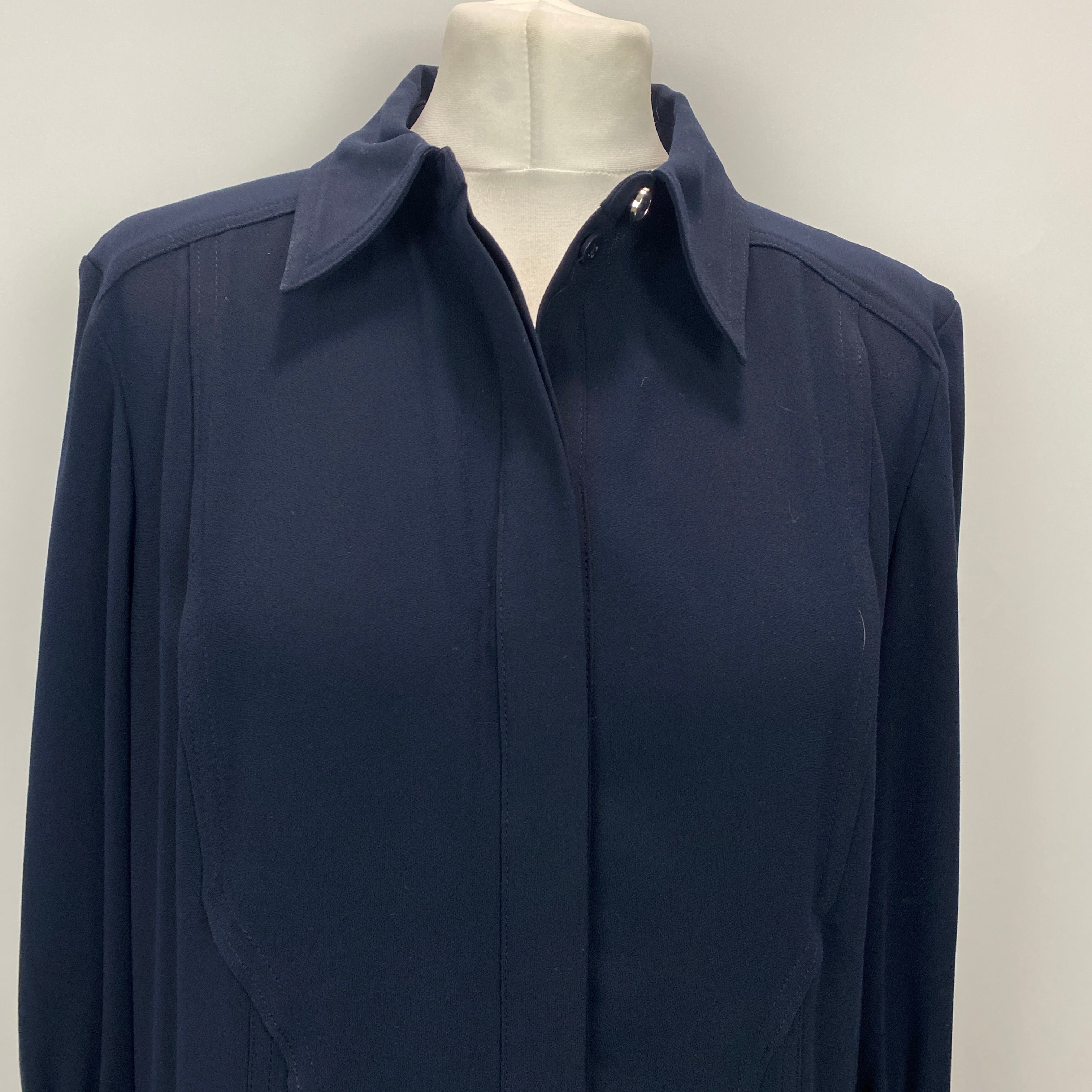 Me&Em Navy Crepe Maxi Shirt Dress M