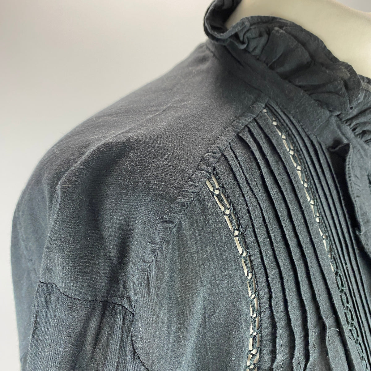 Isabel Marant Etoile Black Piecrust Embroidered Blouse M-L