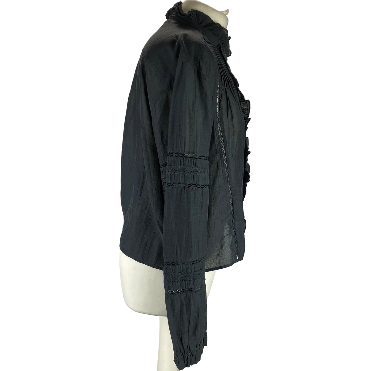 Isabel Marant Etoile Black Piecrust Embroidered Blouse M-L