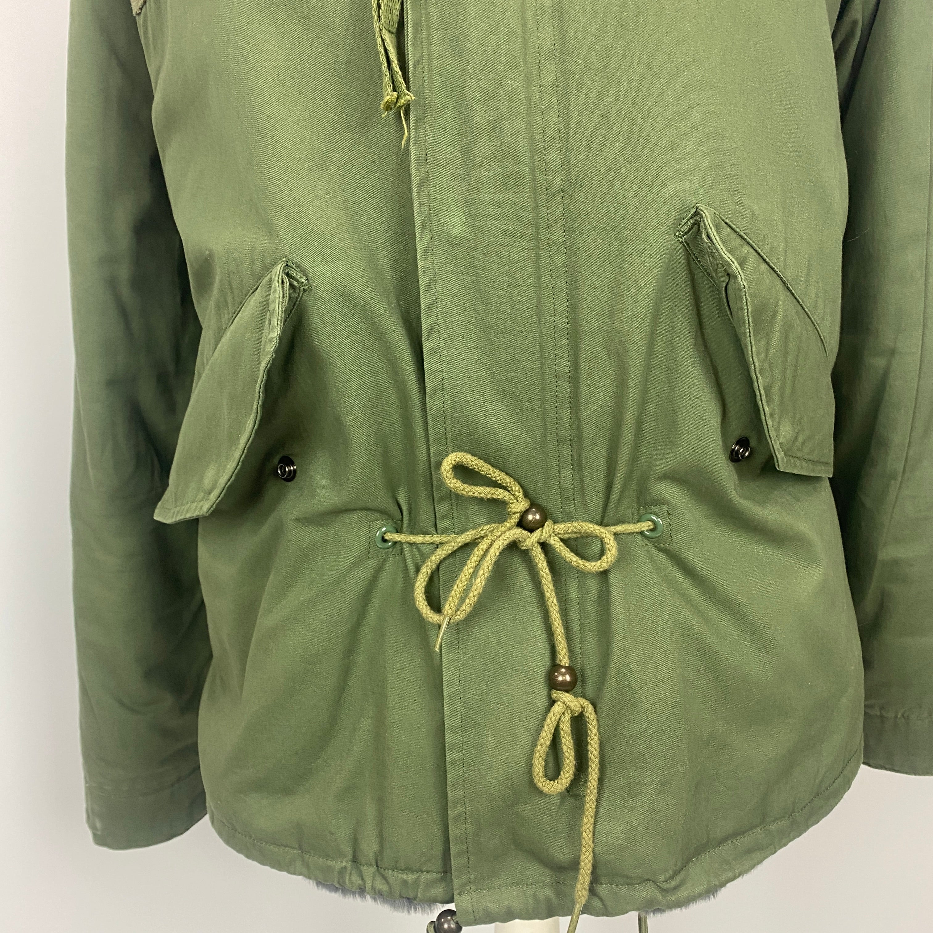 Popski Khaki Short Fur-Lined Parka XS/S