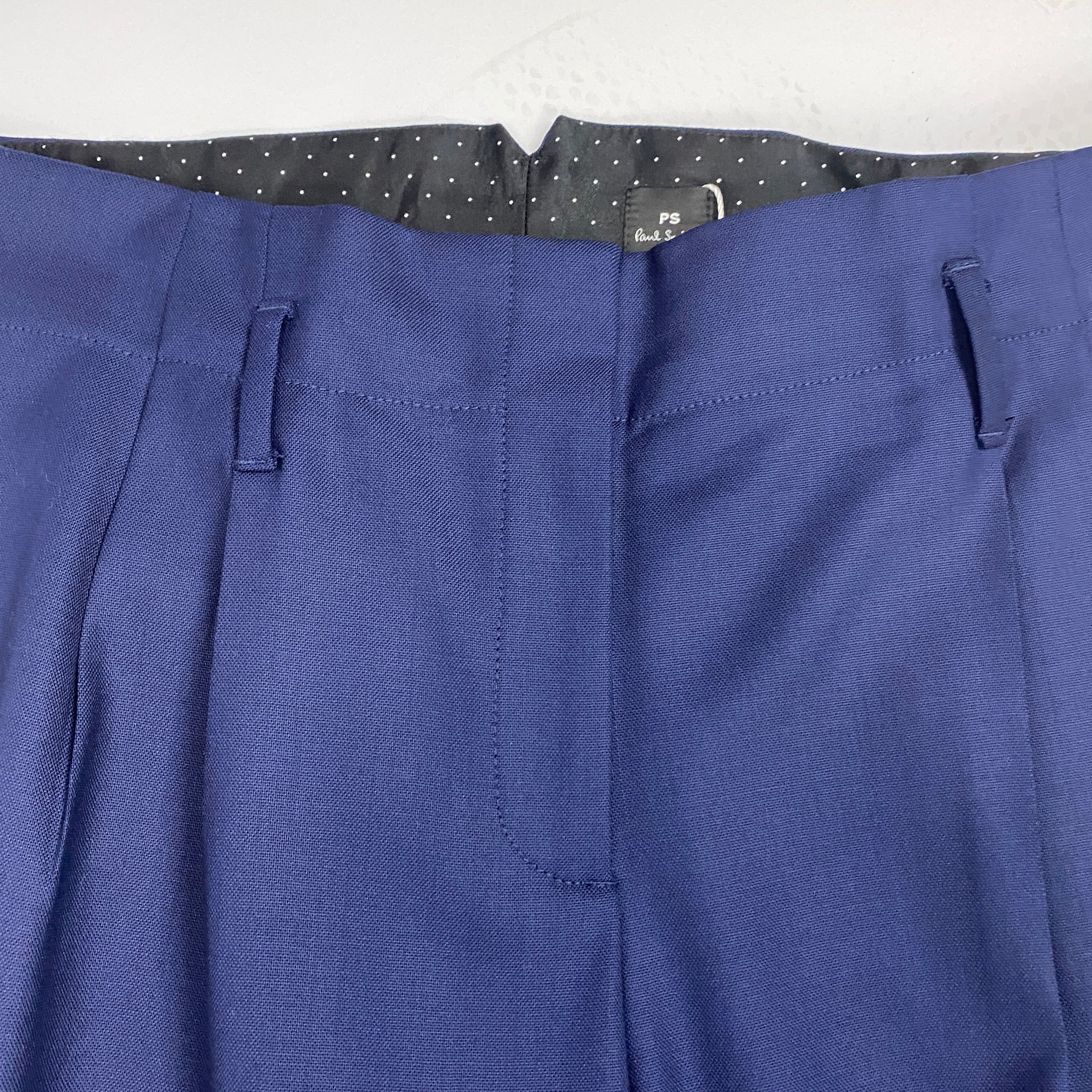 Paul Smith Navy Wool Straight Leg Trousers S