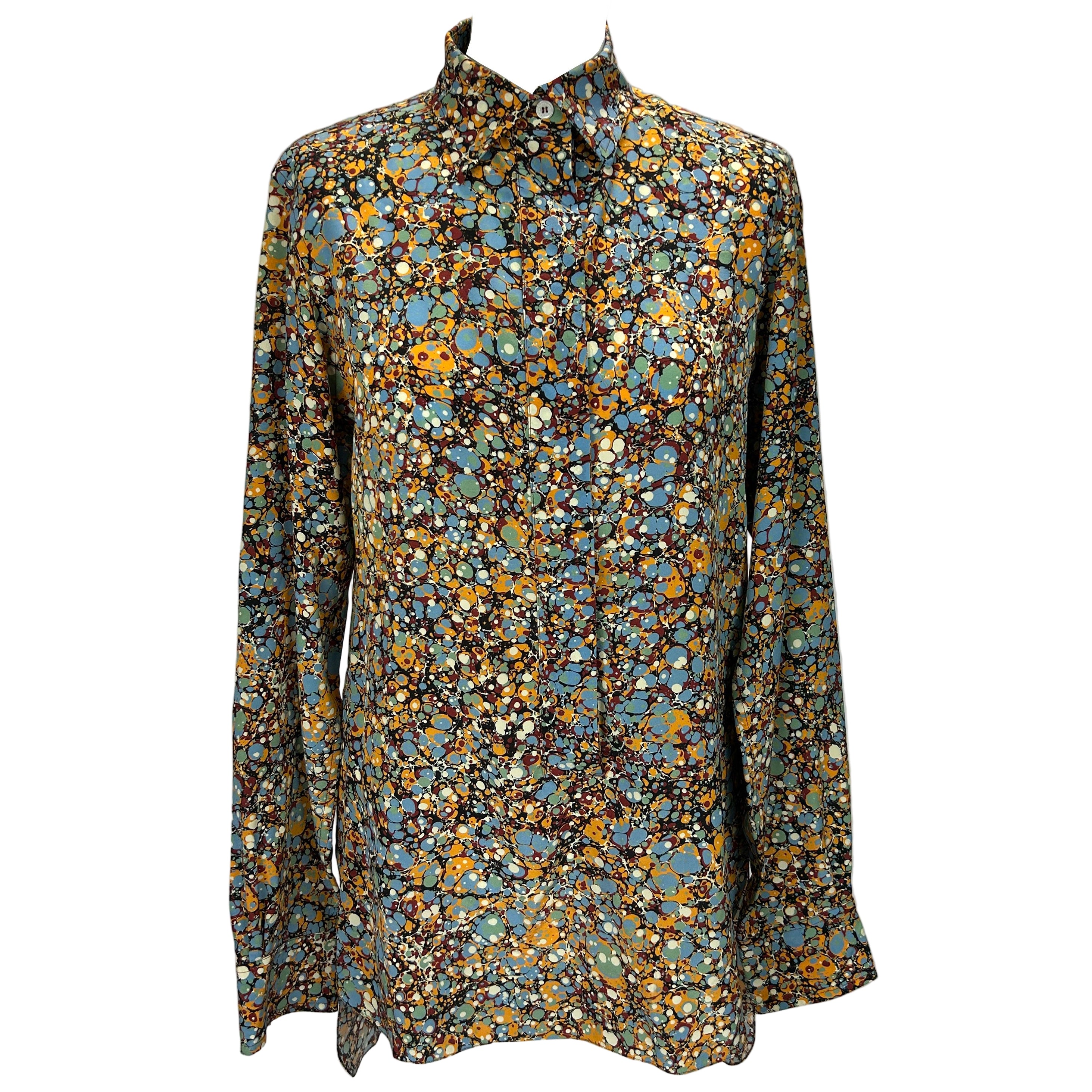 Victoria Beckham Ink Drop Print Silk Shirt M