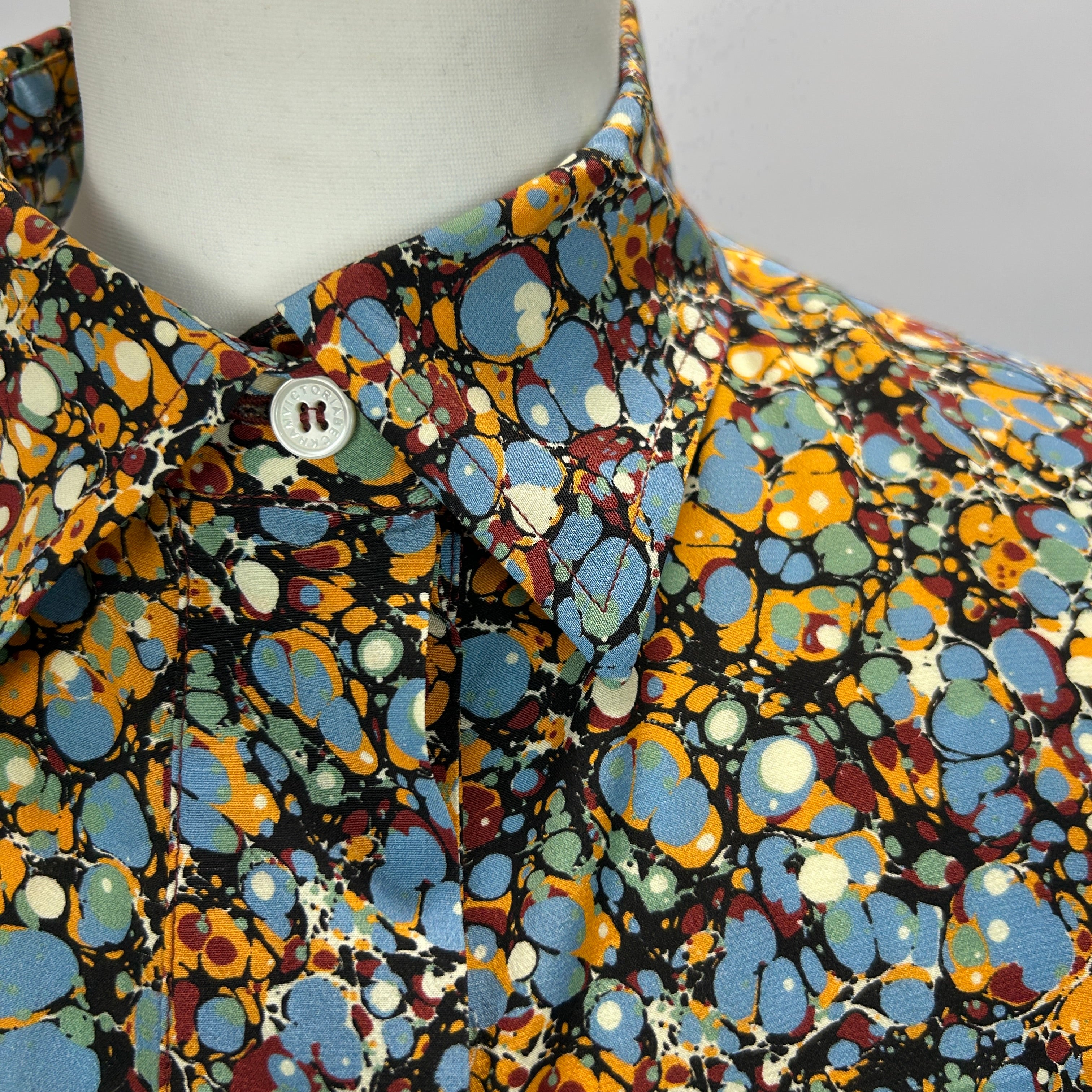 Victoria Beckham Ink Drop Print Silk Shirt M