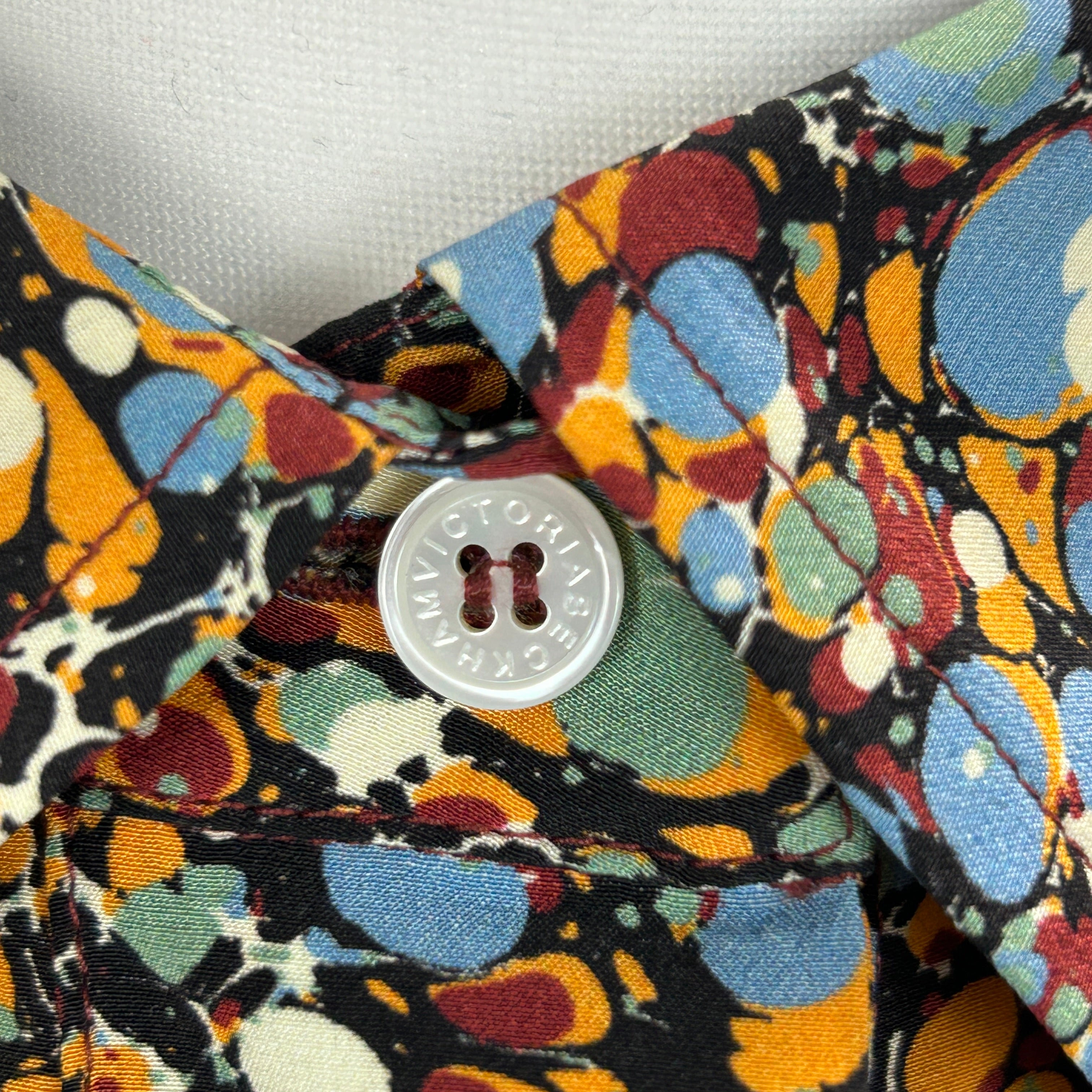 Victoria Beckham Ink Drop Print Silk Shirt M