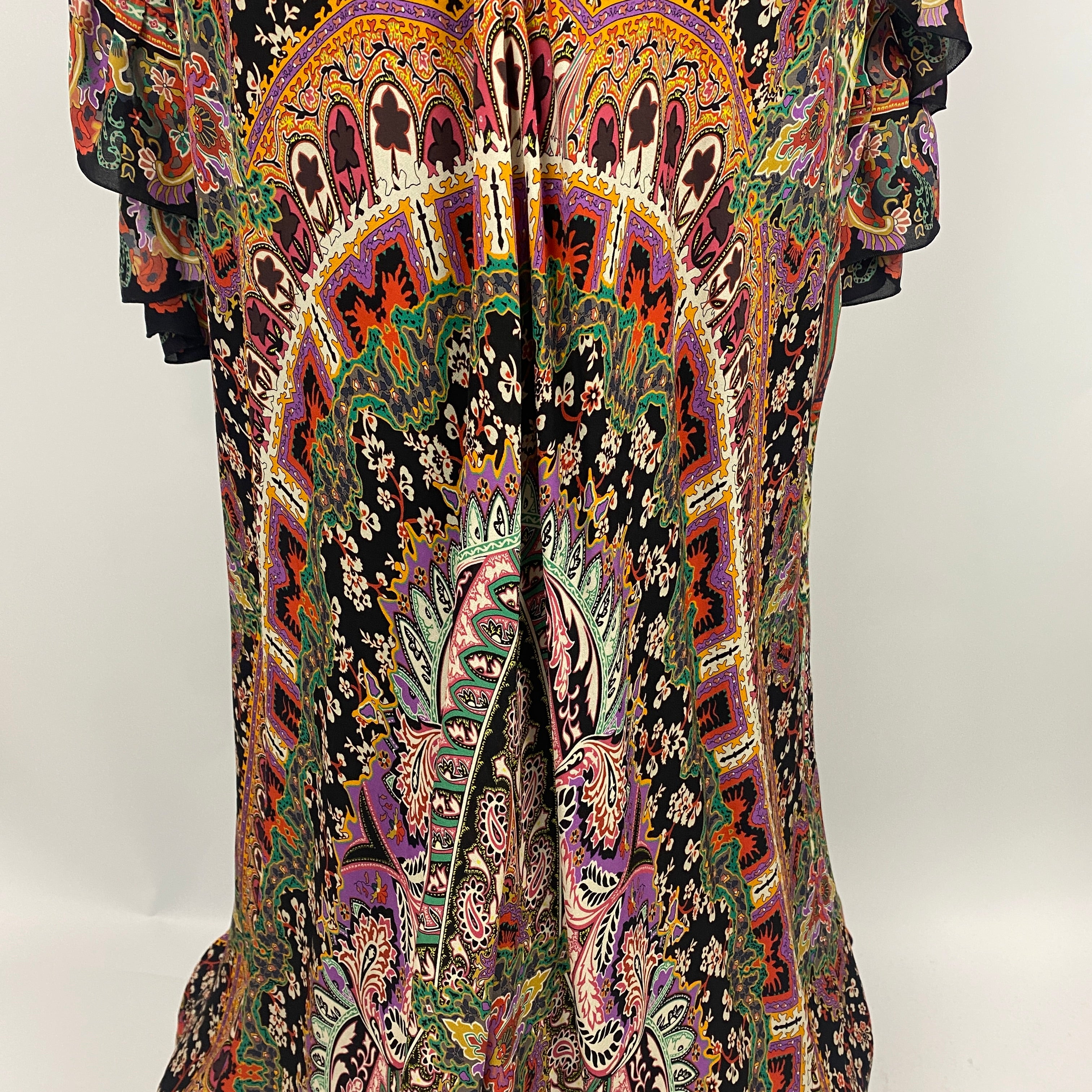 Etro New £2880 Multi Paisley Print Silk Maxi Dress L