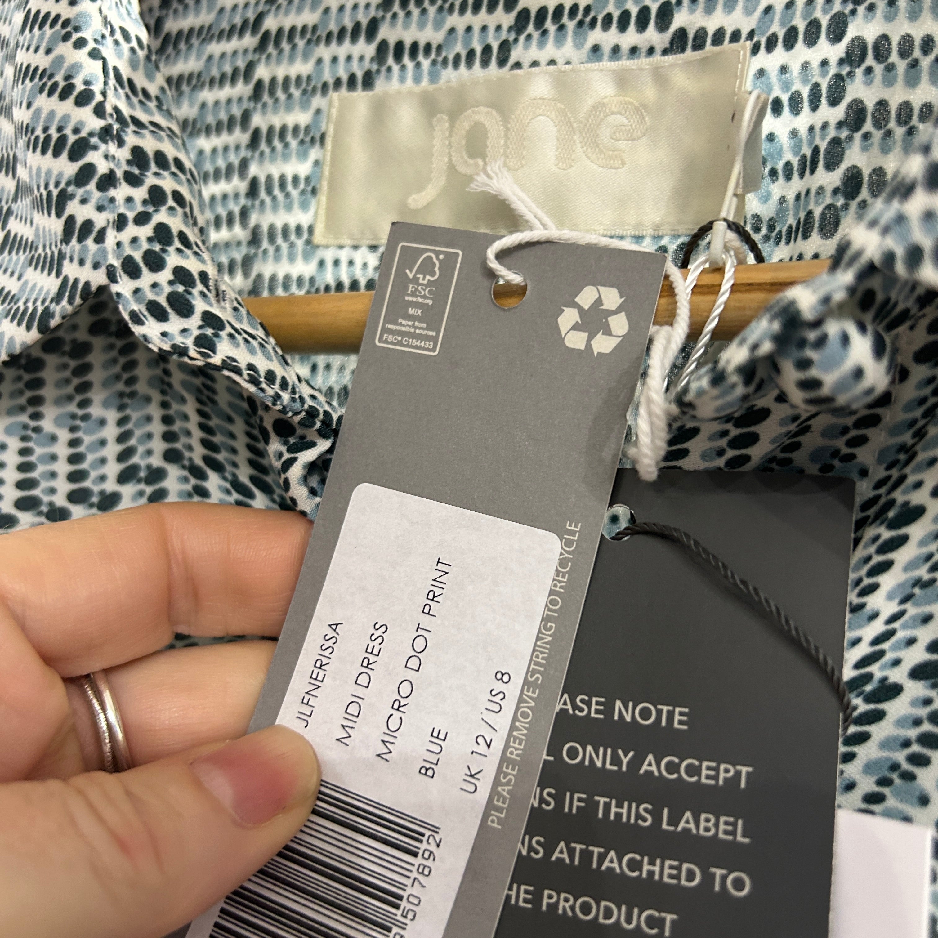 Jane Atelier New £790 Nerissa Microdot Print Silk Midi Dress M