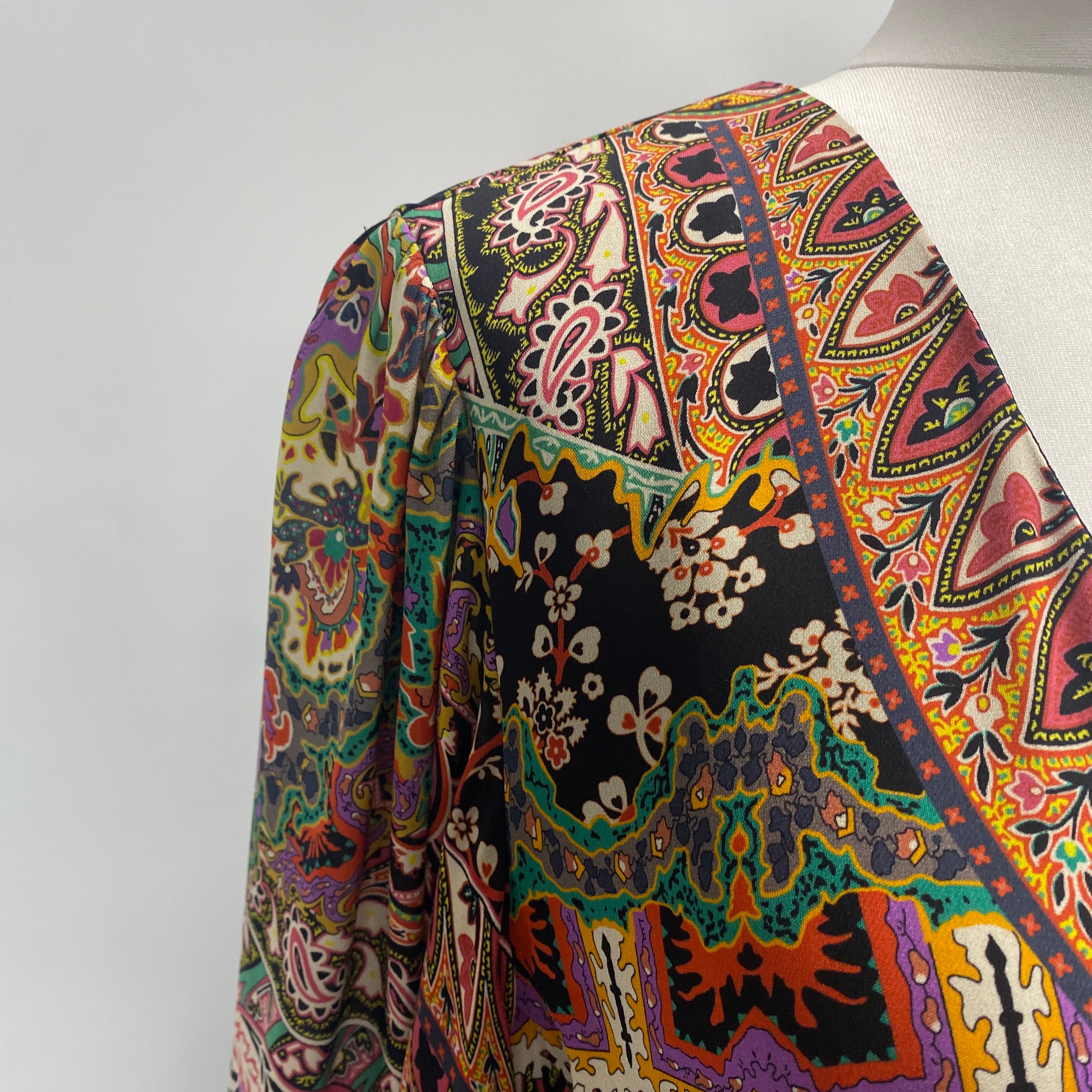 Etro New £2880 Multi Paisley Print Silk Maxi Dress L