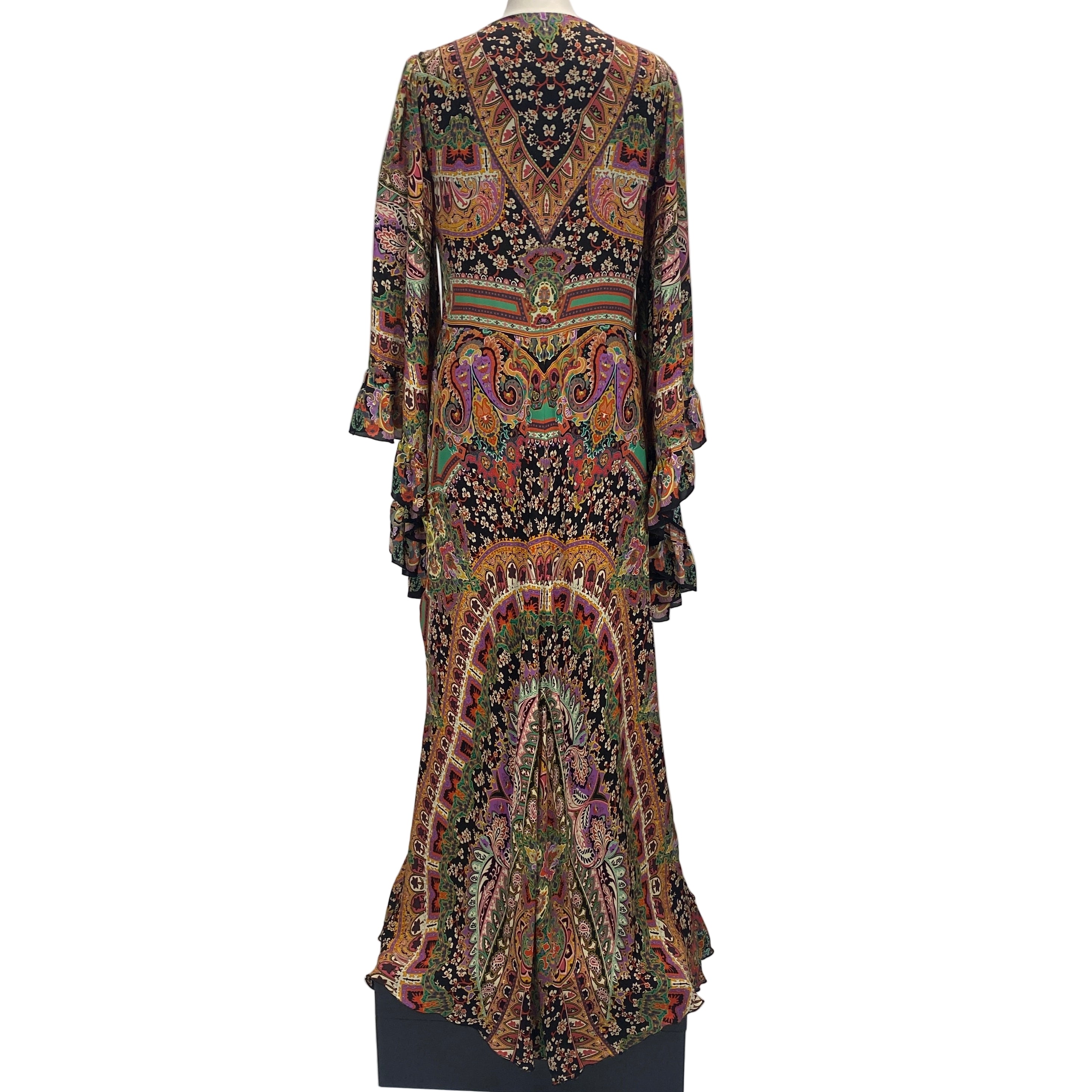 Etro New £2880 Multi Paisley Print Silk Maxi Dress L