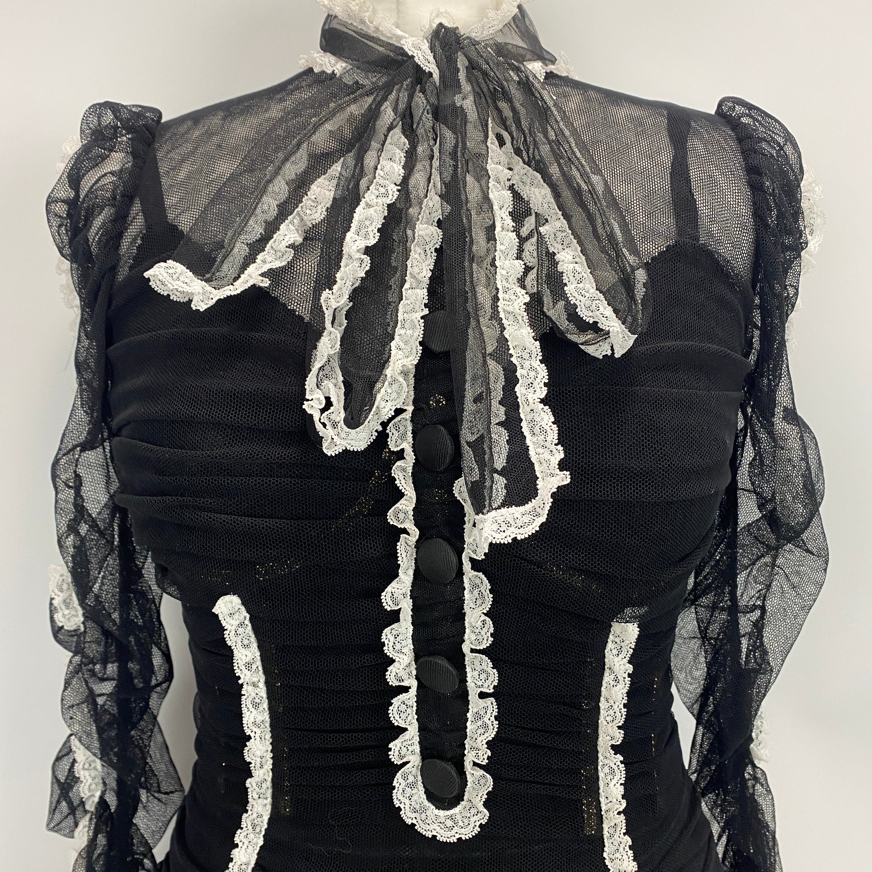 Dolce & Gabbana Black Tulle & Lace Corset Pencil Dress XS