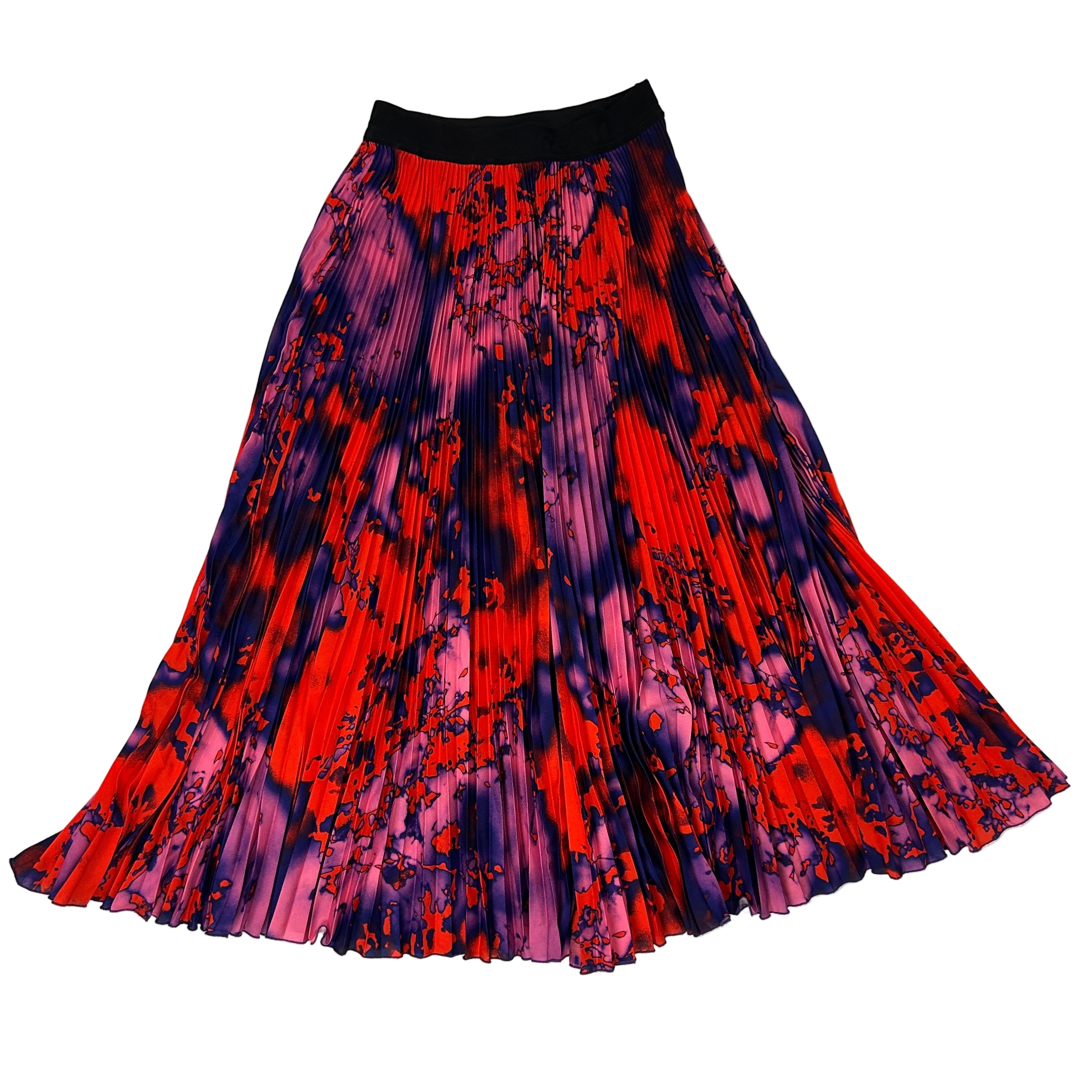 MSGM Ruby & Indigo Degrade Pleated Crepe Maxi Skirt XS
