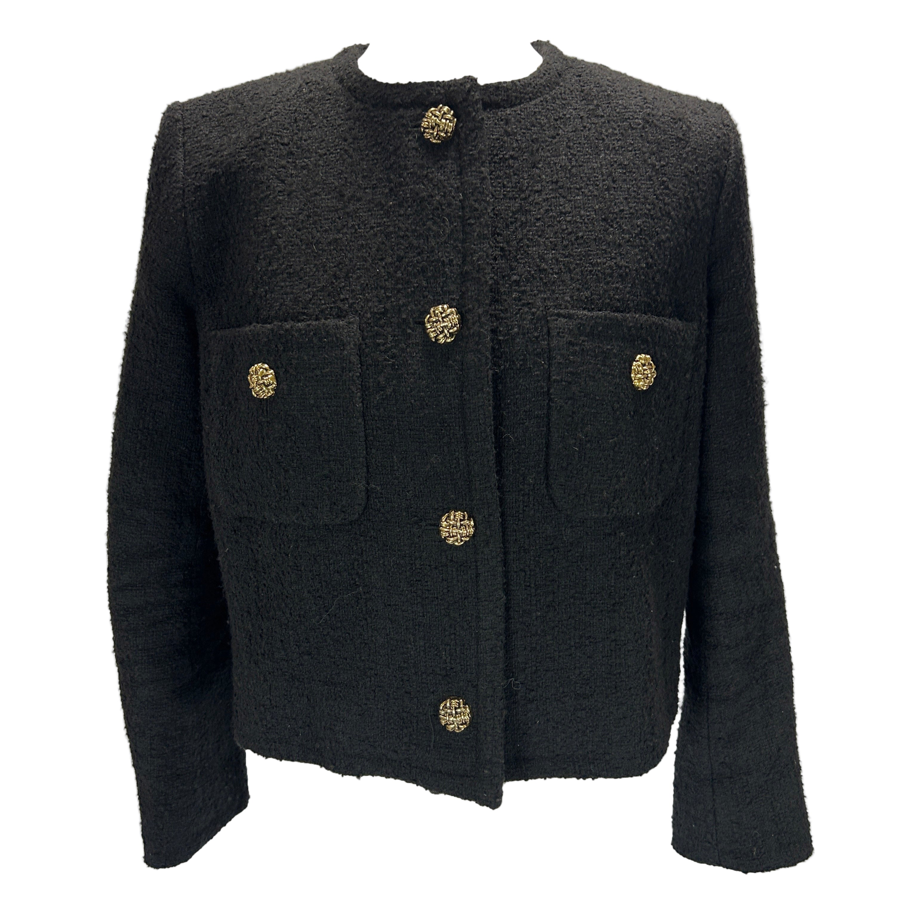 Ba&Sh Black Boucle Crop Jacket S