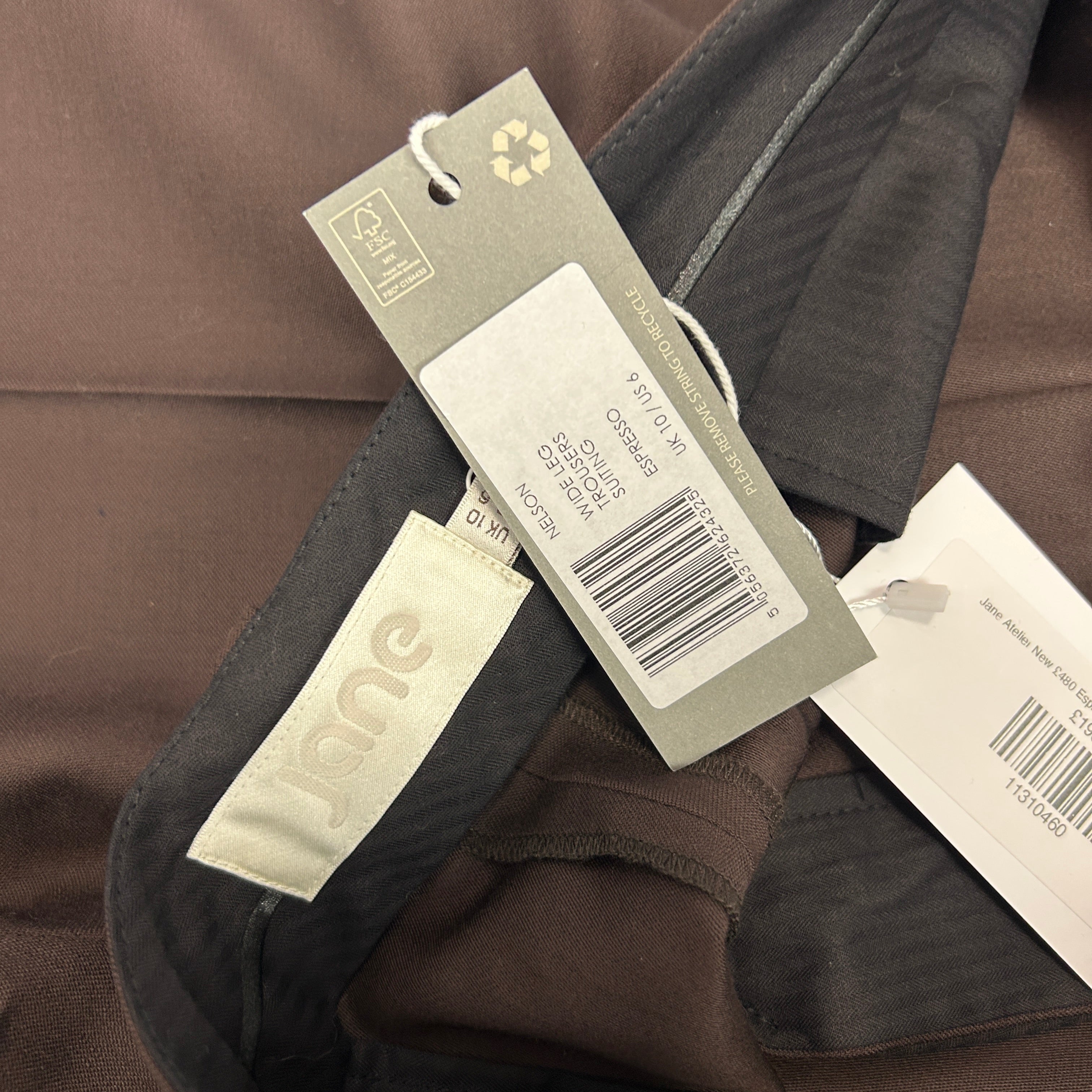 Jane Atelier New £480 Espresso Nelson Wide Leg Trousers S