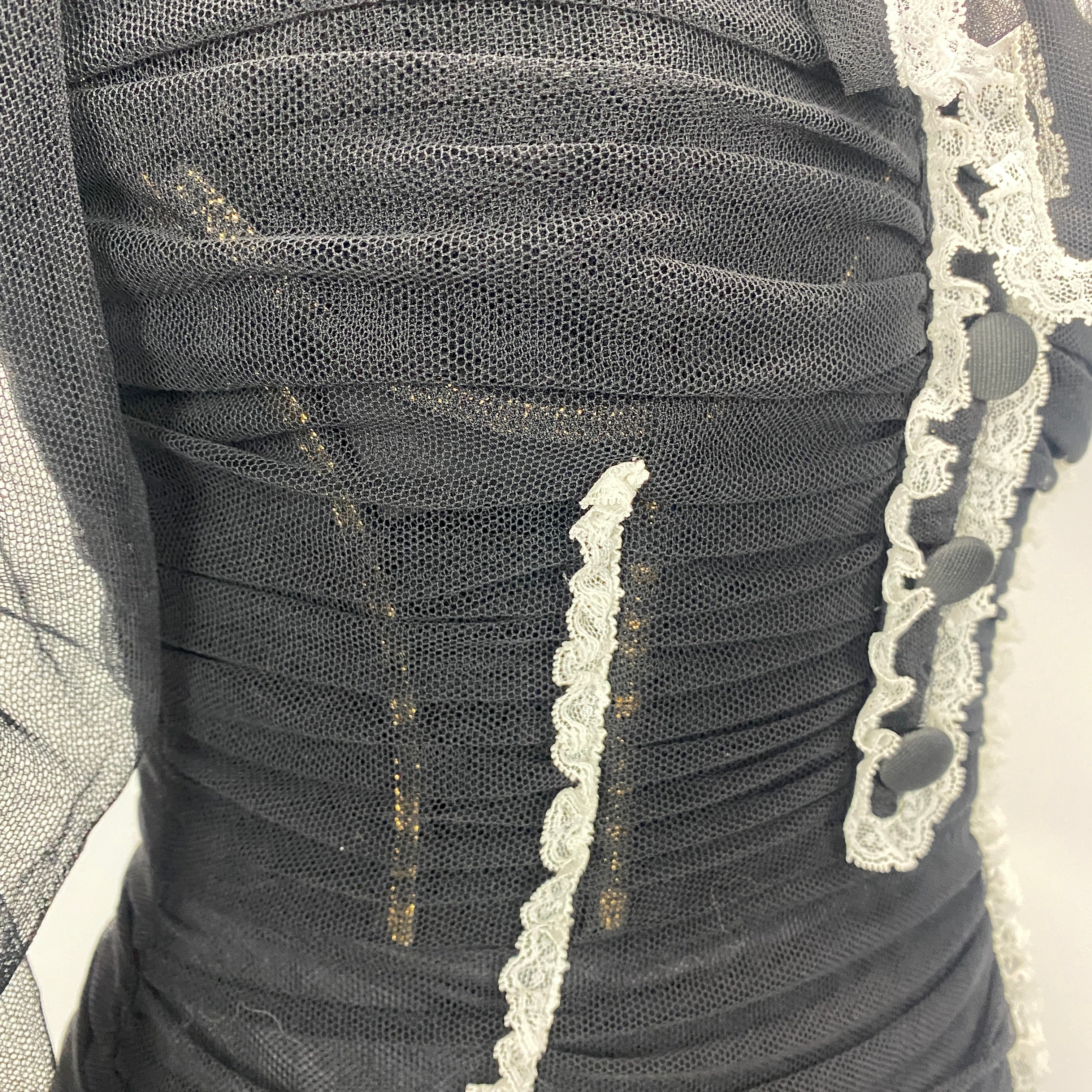 Dolce & Gabbana Black Tulle & Lace Corset Pencil Dress XS