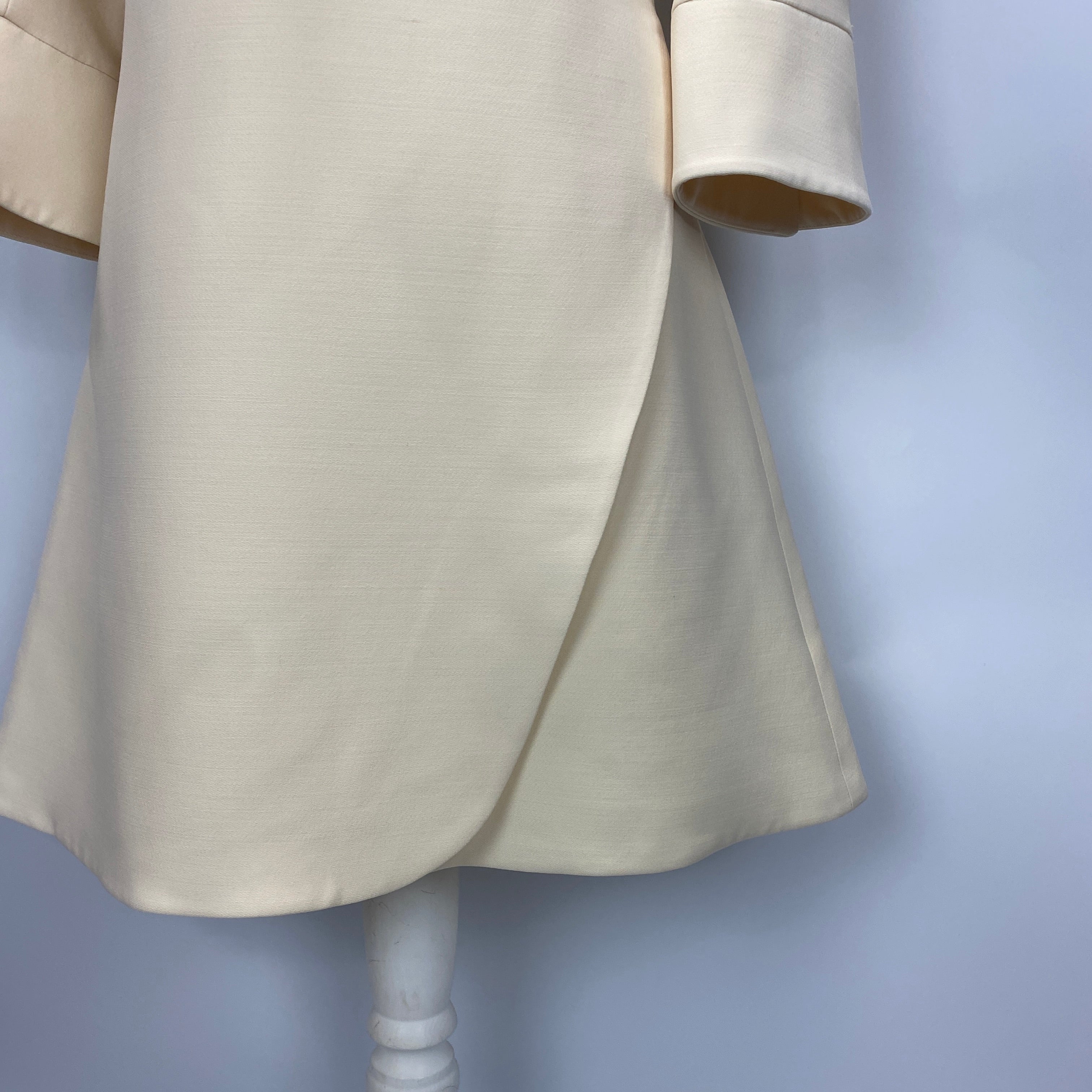 Christian Dior Cream Wool & Silk Mini Dress with Twilly Bow Tie XS