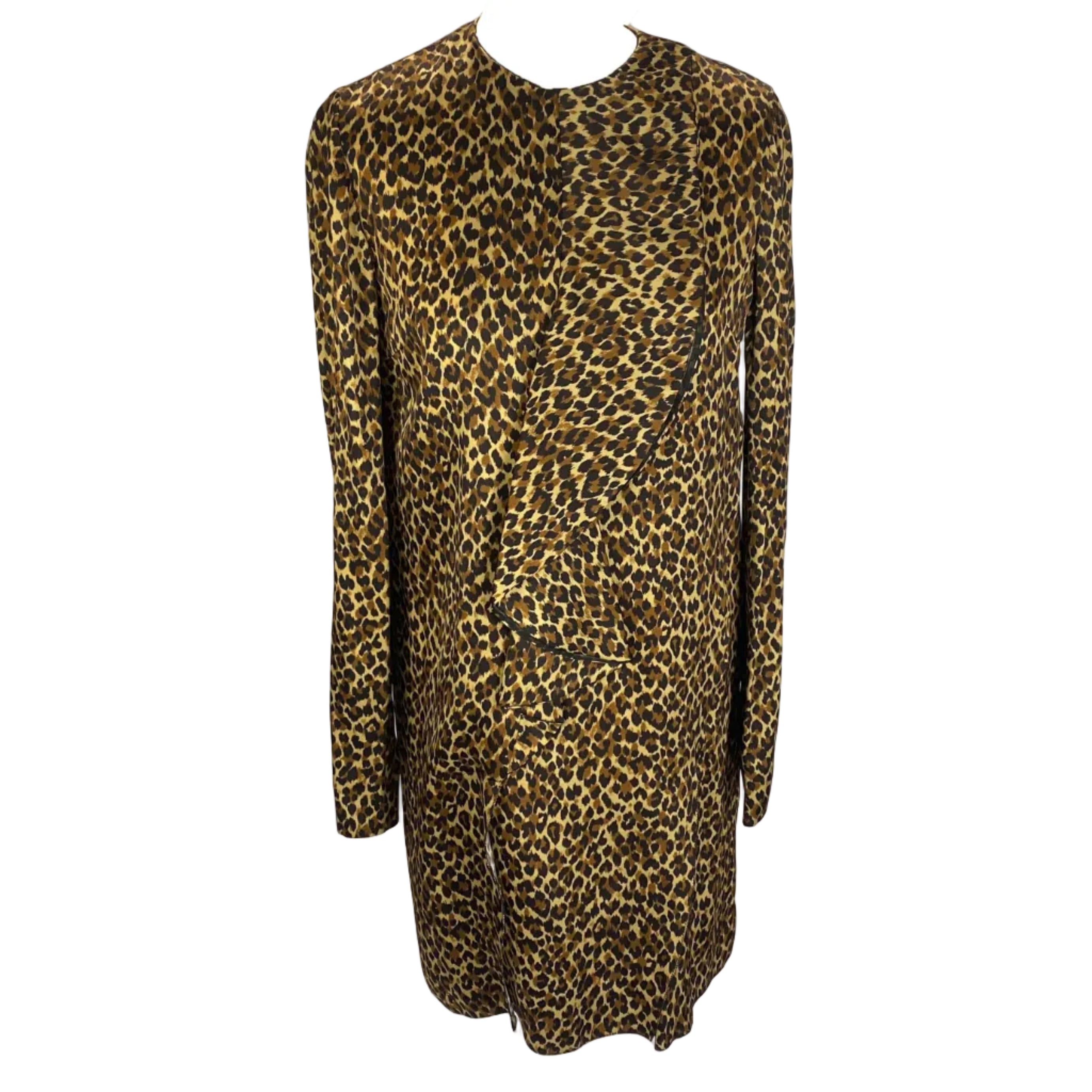 Miu Miu Leopardprint Silky Twill Midi Dress S