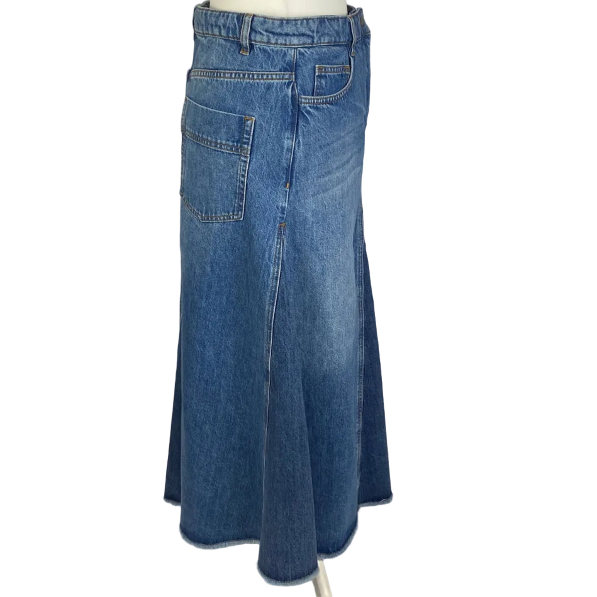 Me&Em New £165 Denim Insert Midi Skirt S
