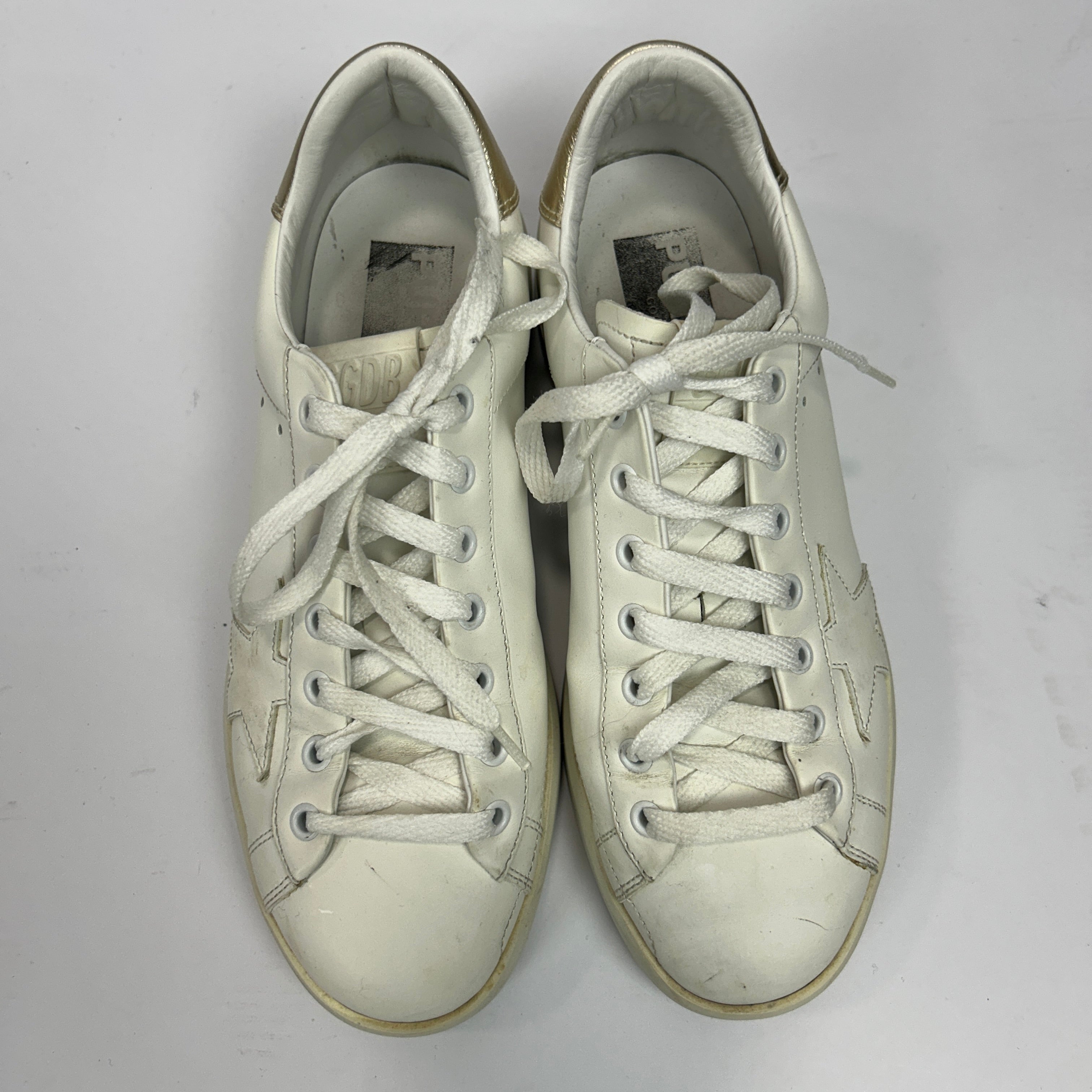Golden Goose £319 White Leather Pure-Star Trainers 38