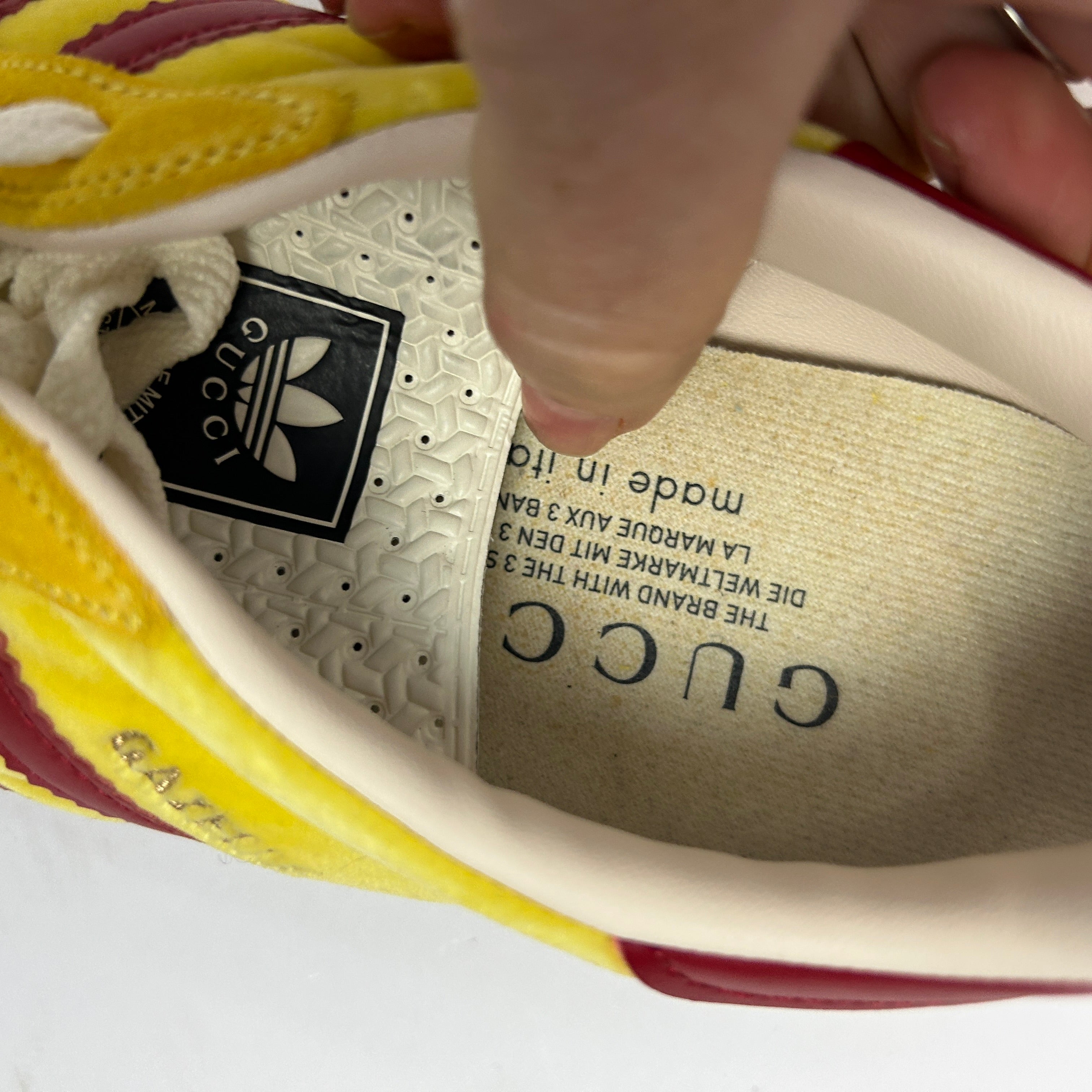 Gucci x Adidas Yellow Velvet Gazelle Trainers 38.5