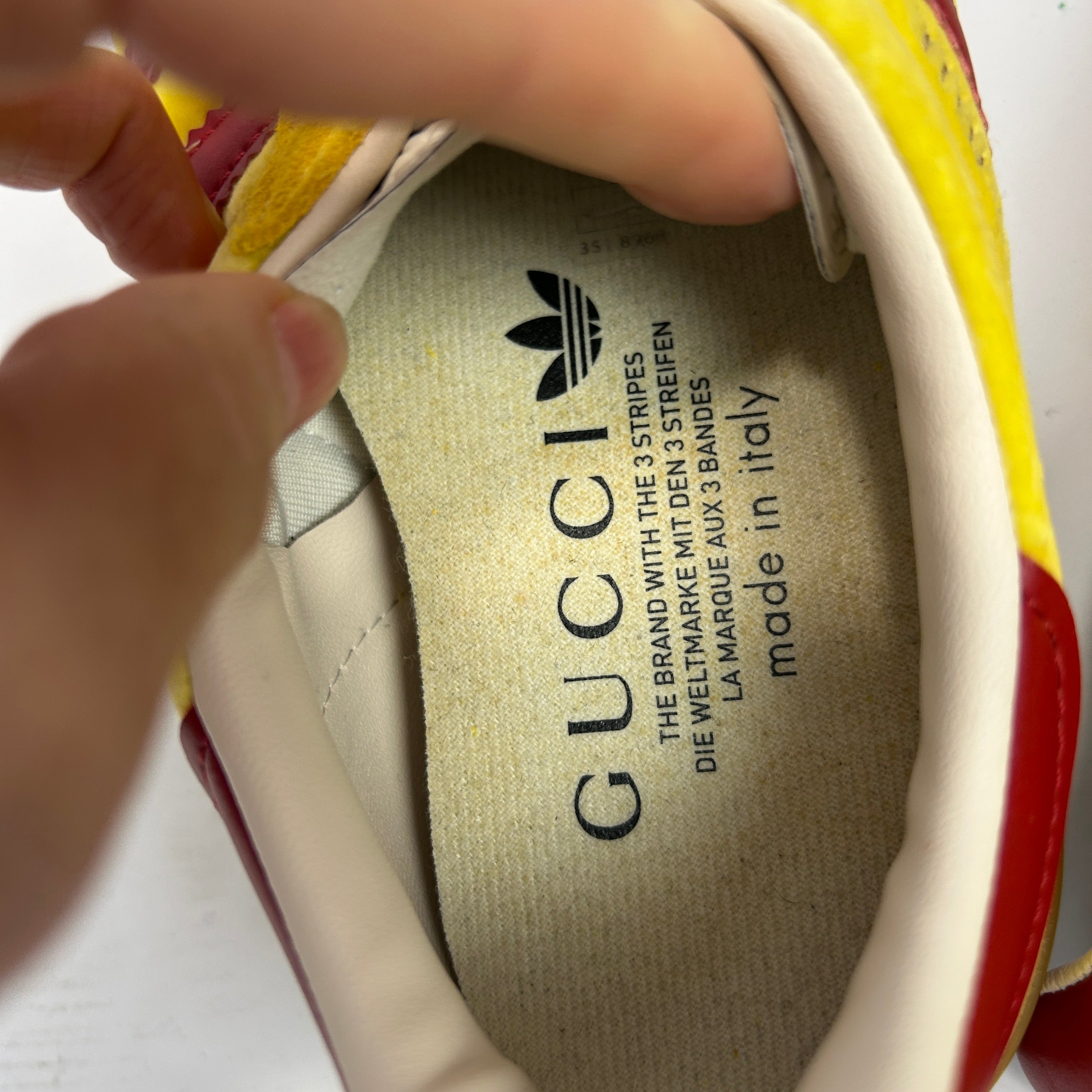 Gucci x Adidas Yellow Velvet Gazelle Trainers 38.5