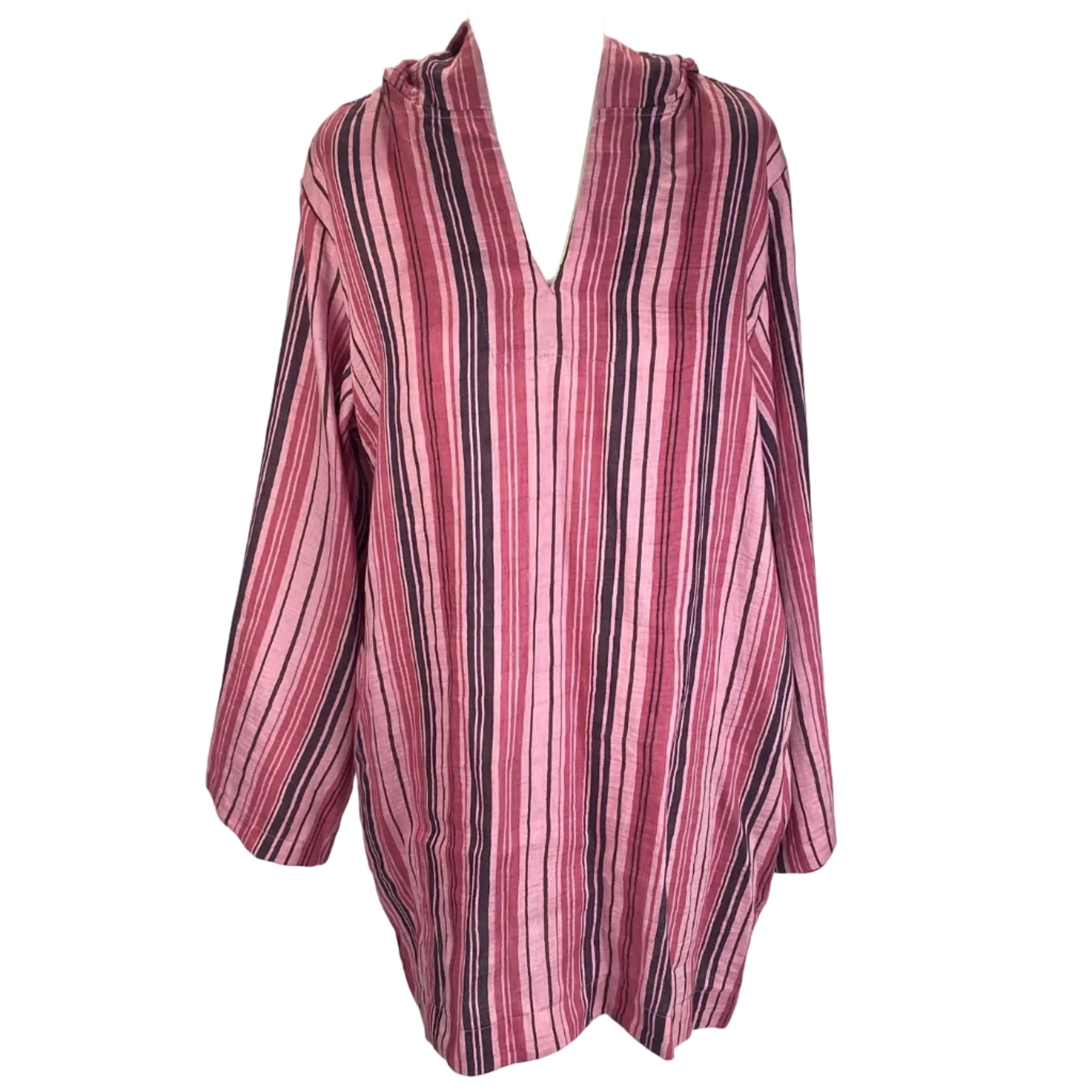 Lisa Marie Fernandez £500 Pink Stripe Linen Mix Hooded Tunic XS