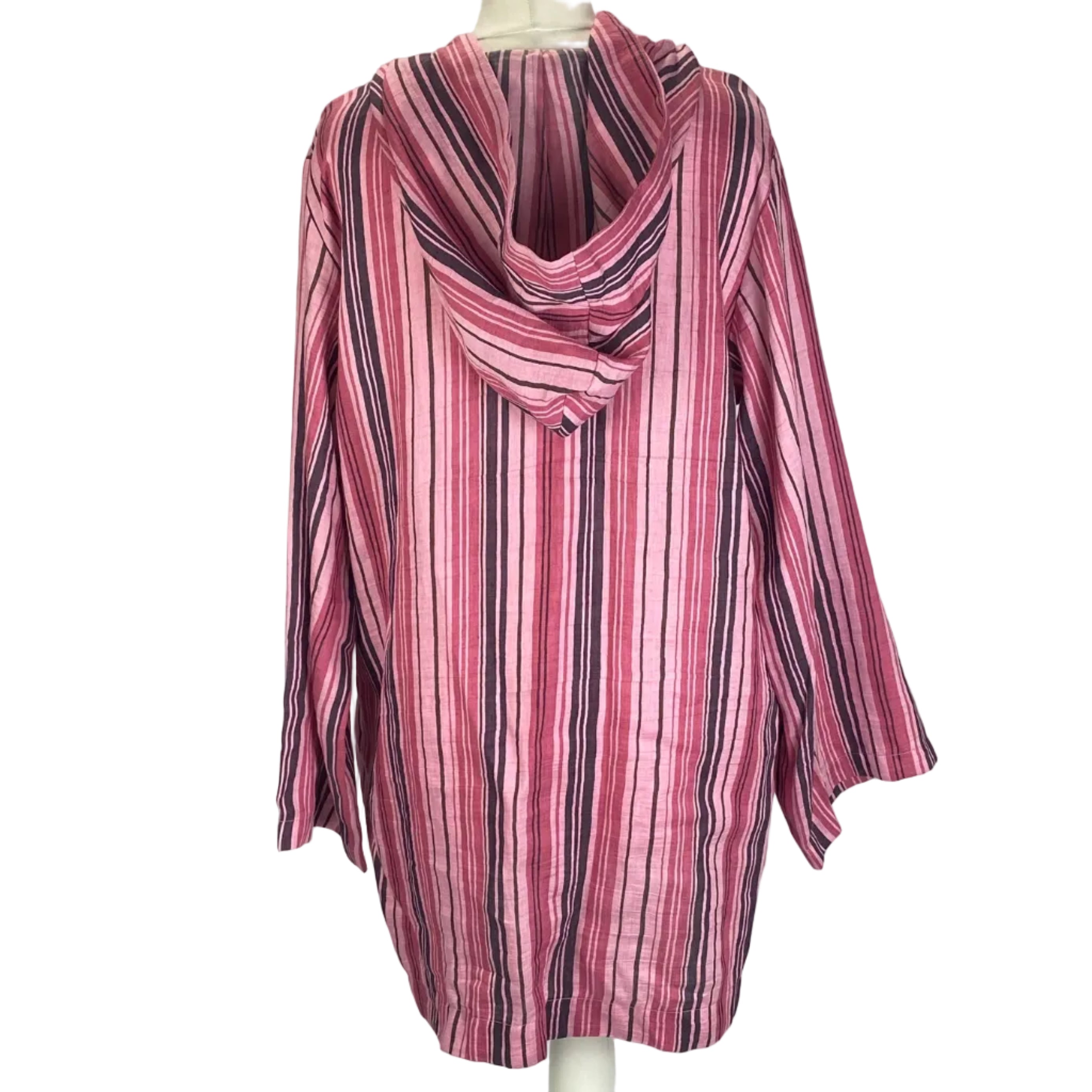 Lisa Marie Fernandez £500 Pink Stripe Linen Mix Hooded Tunic XS