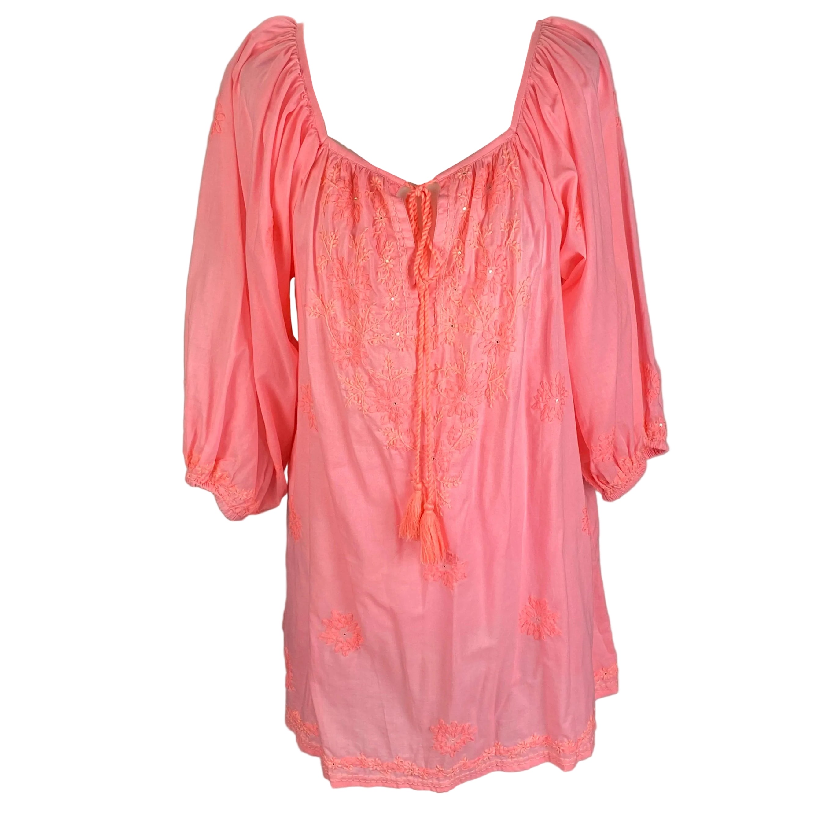 Juliet Dunn New Fluro Pink Embroidered Tunic XS/S/M