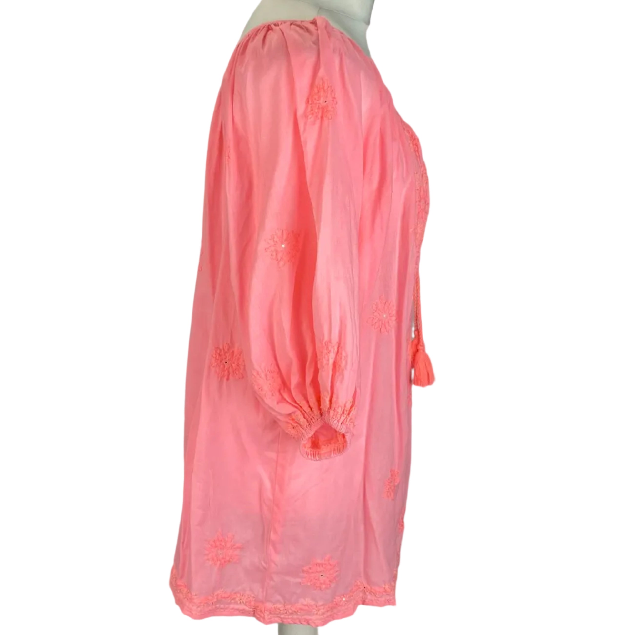 Juliet Dunn New Fluro Pink Embroidered Tunic XS/S/M