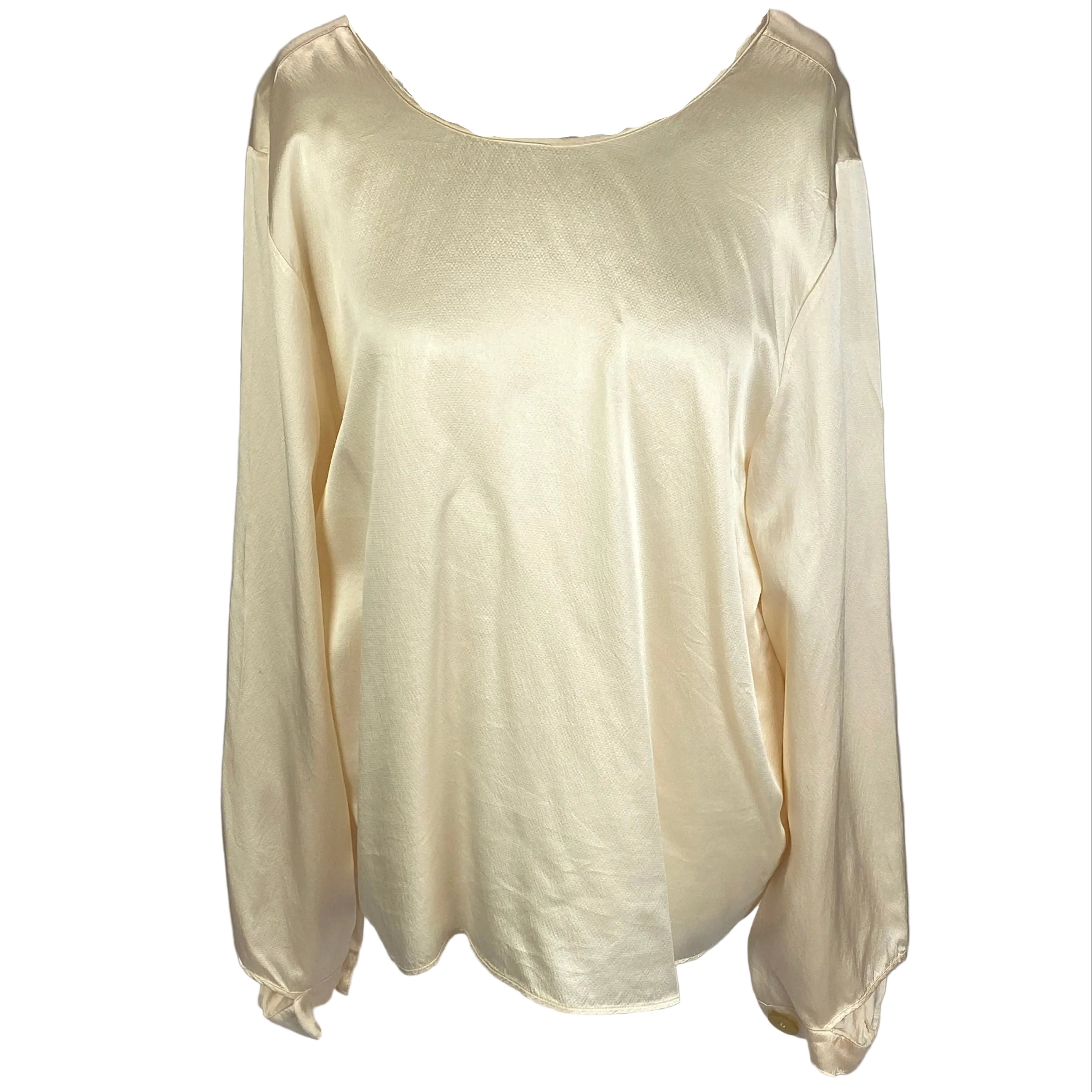 Forte Forte Vanilla Textured Silk Satin V Back Top M/L