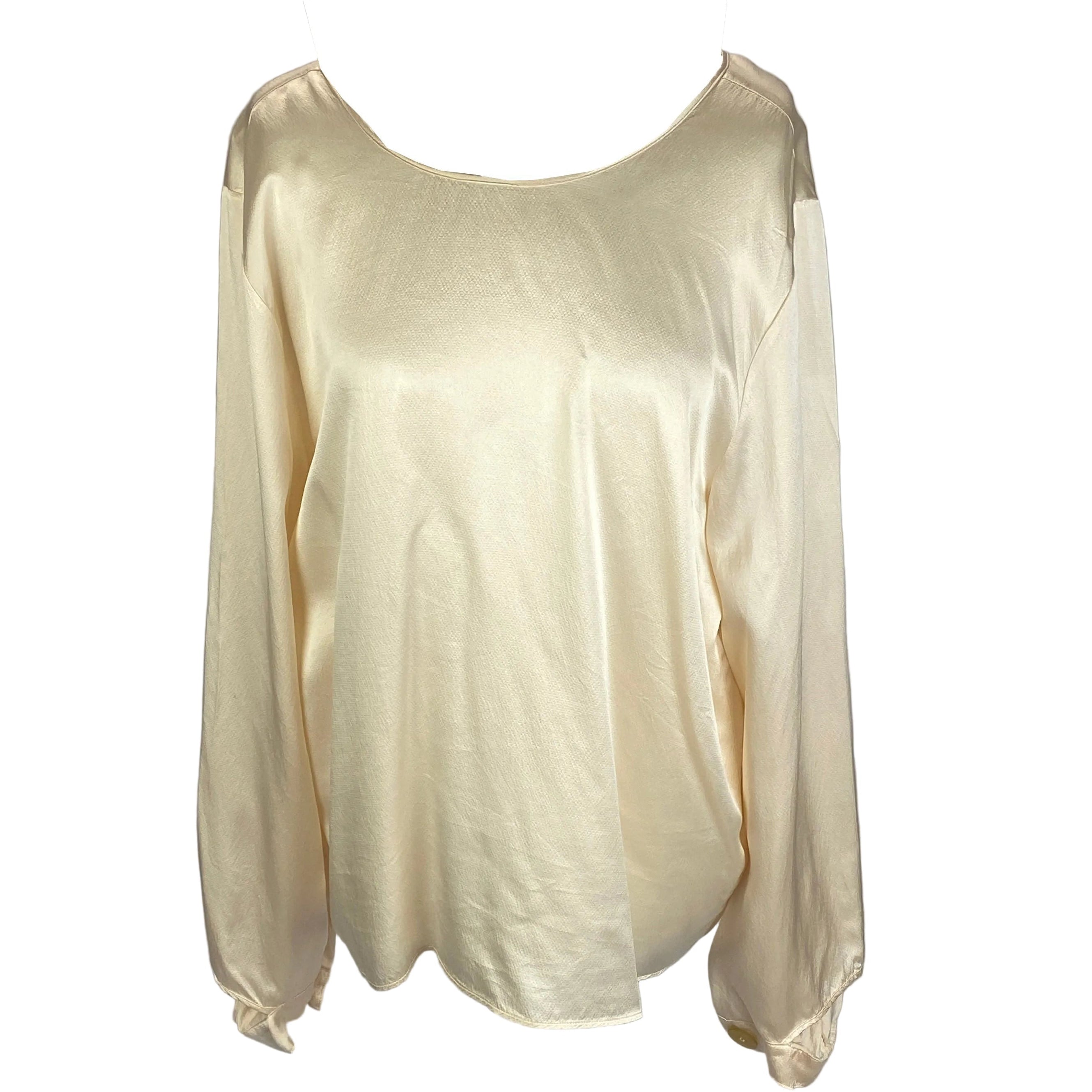 Forte Forte Vanilla Textured Silk Satin V Back Top M/L