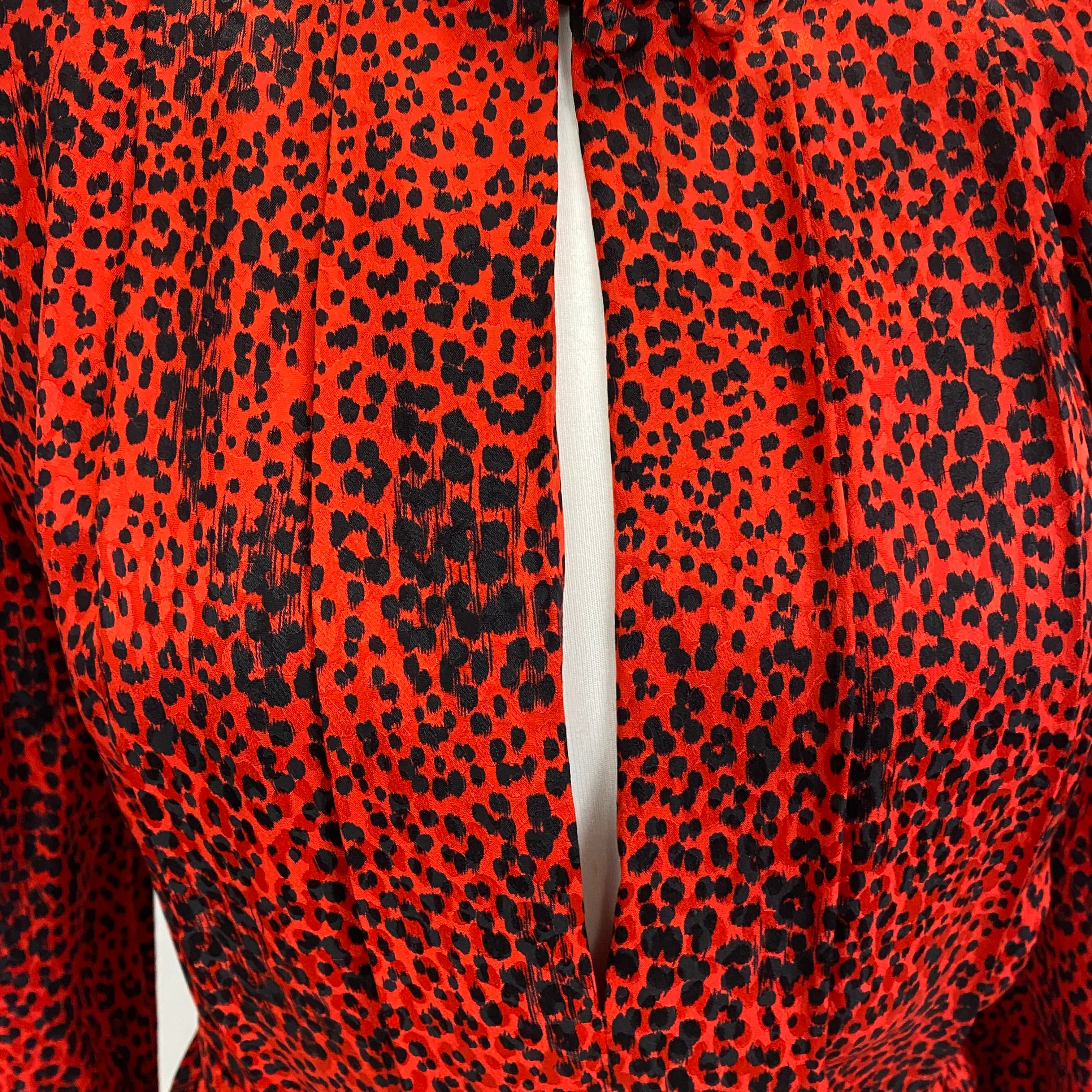 Alessandra Rich £1500 Ruby Cheetah Silk Maxi Dress XS