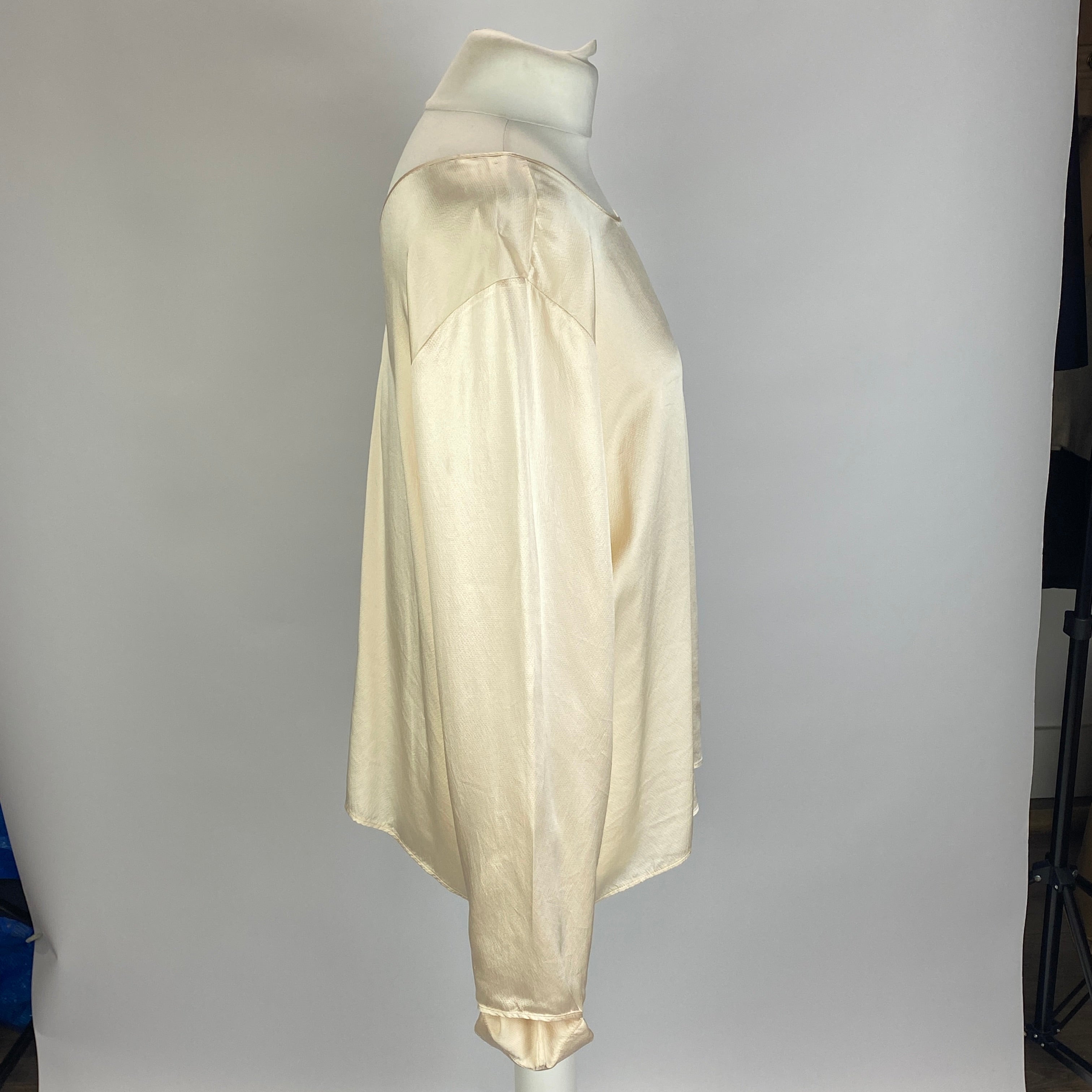 Forte Forte Vanilla Textured Silk Satin V Back Top M/L
