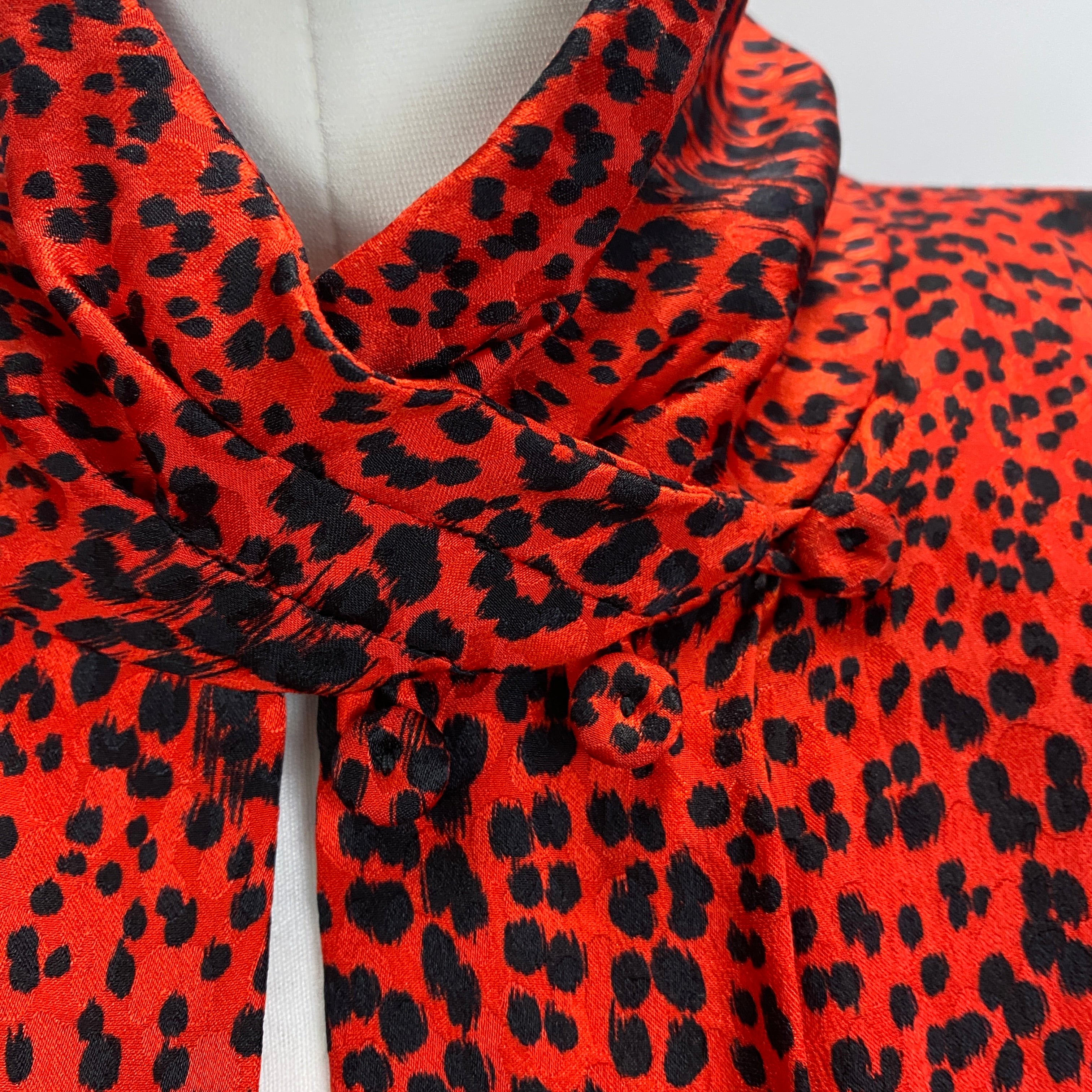 Alessandra Rich £1500 Ruby Cheetah Silk Maxi Dress XS
