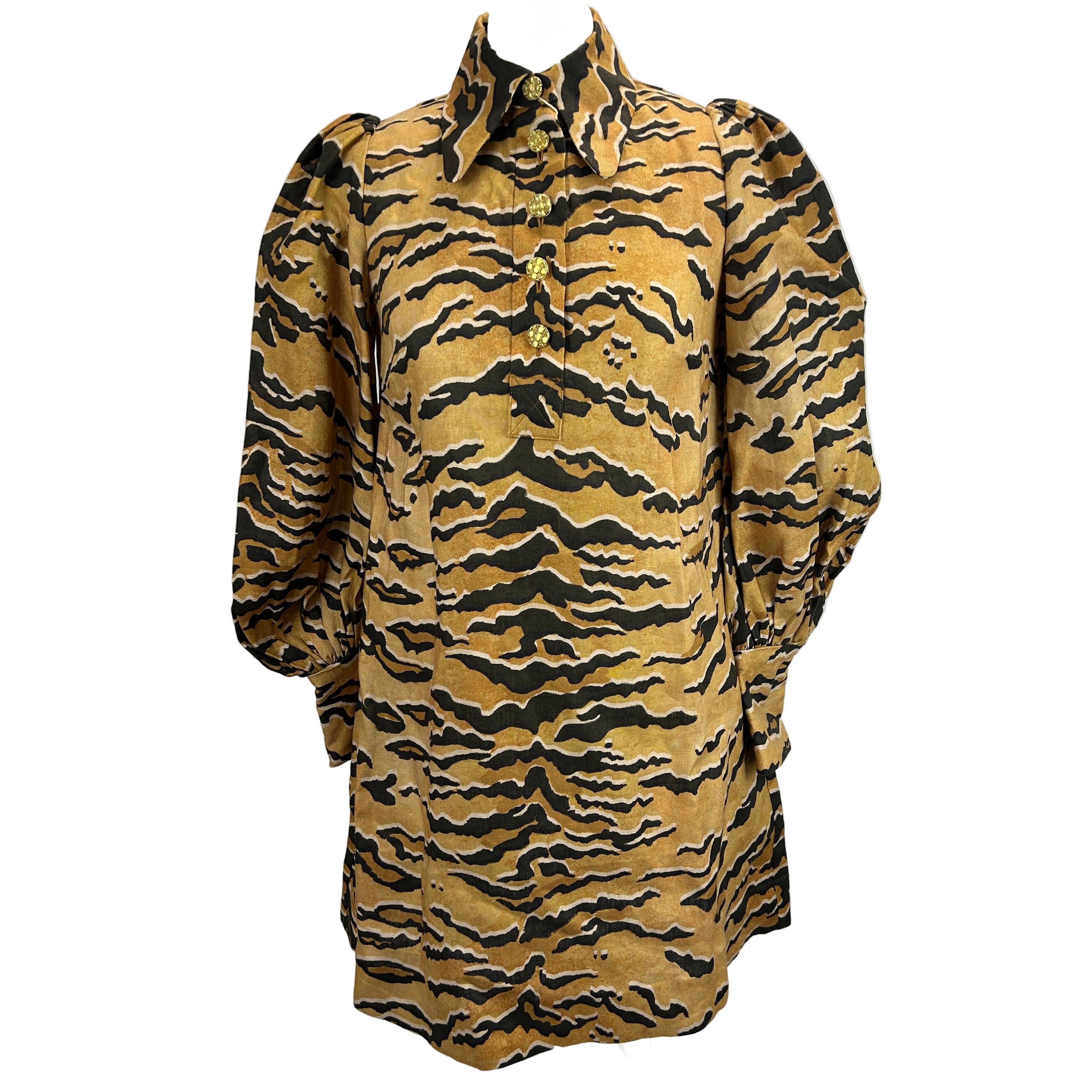 Zimmermann New £650 Tan Tiger Matchmaker Tunic Dress S