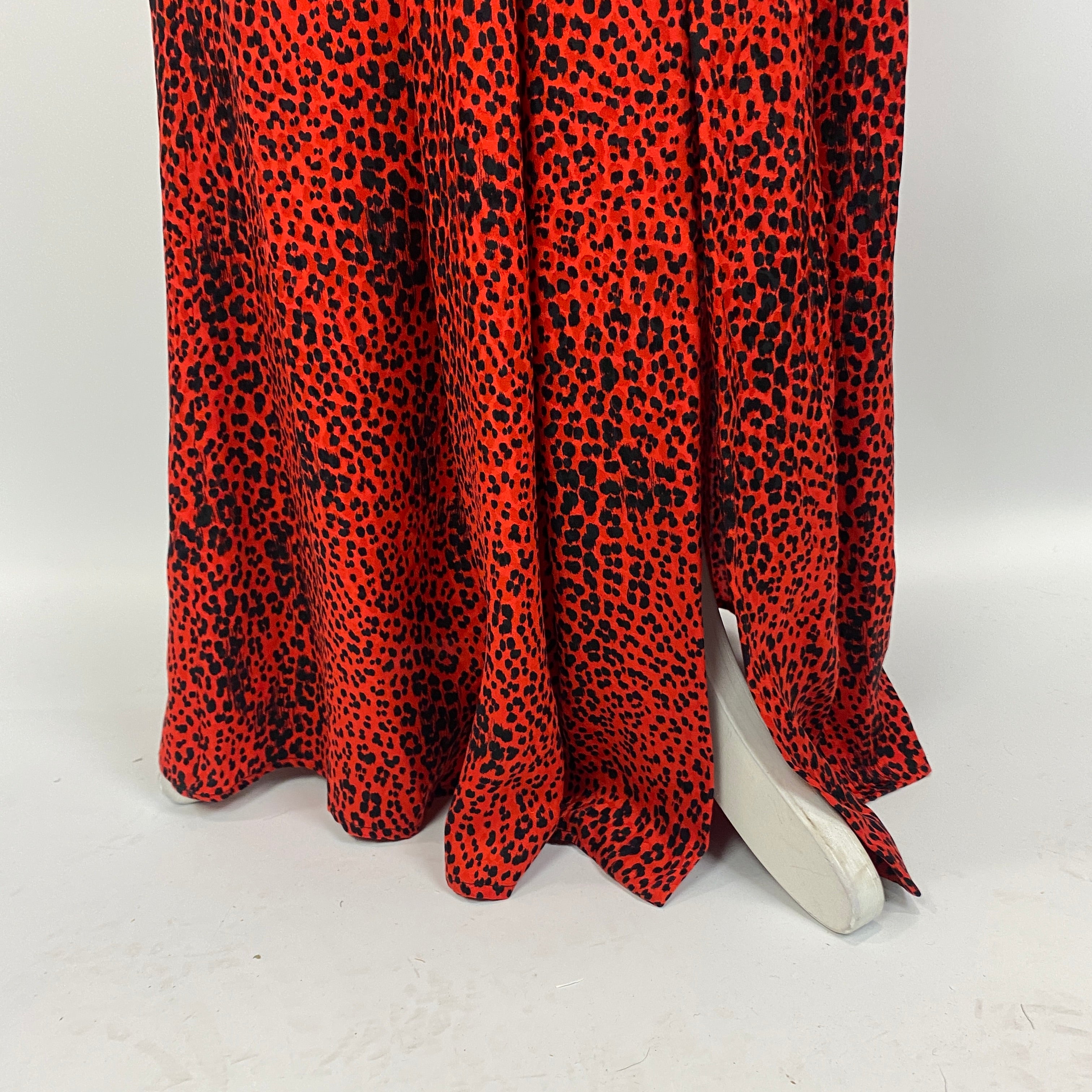 Alessandra Rich £1500 Ruby Cheetah Silk Maxi Dress XS