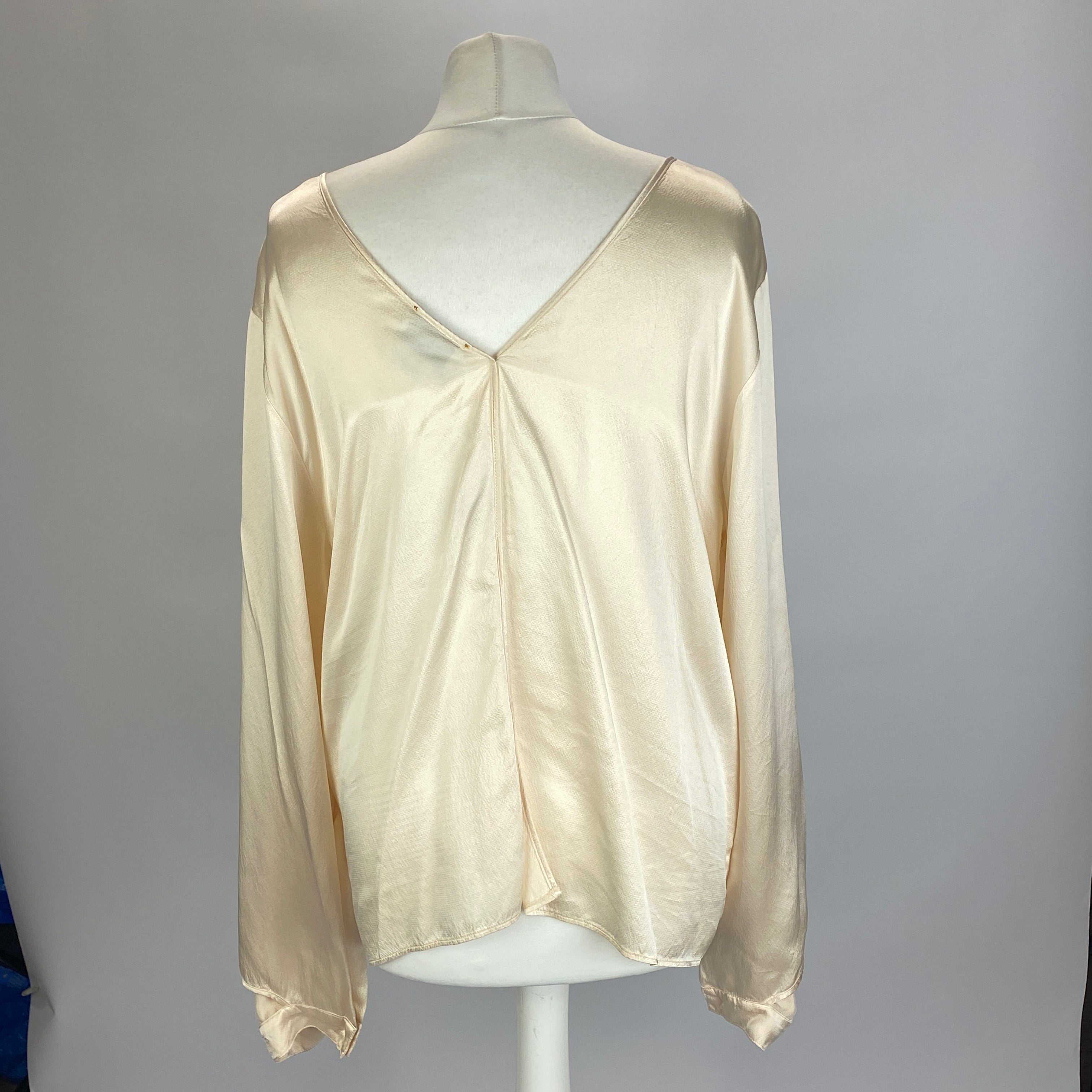 Forte Forte Vanilla Textured Silk Satin V Back Top M/L