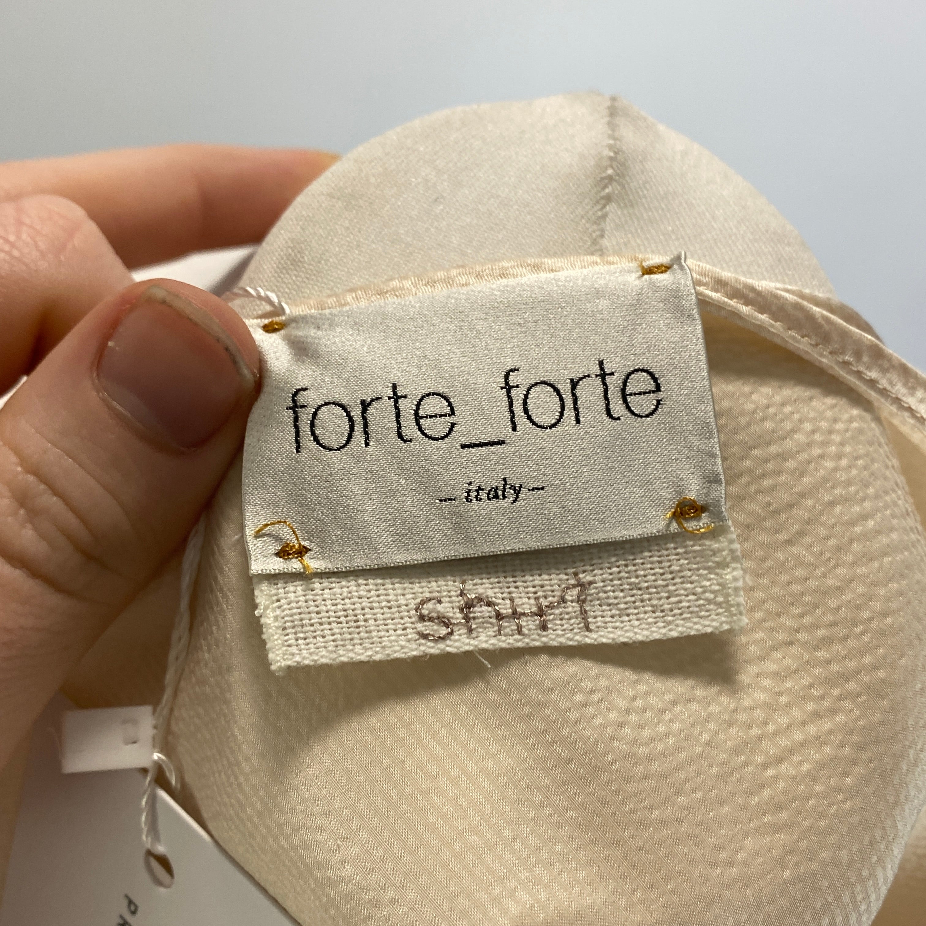 Forte Forte Vanilla Textured Silk Satin V Back Top M/L