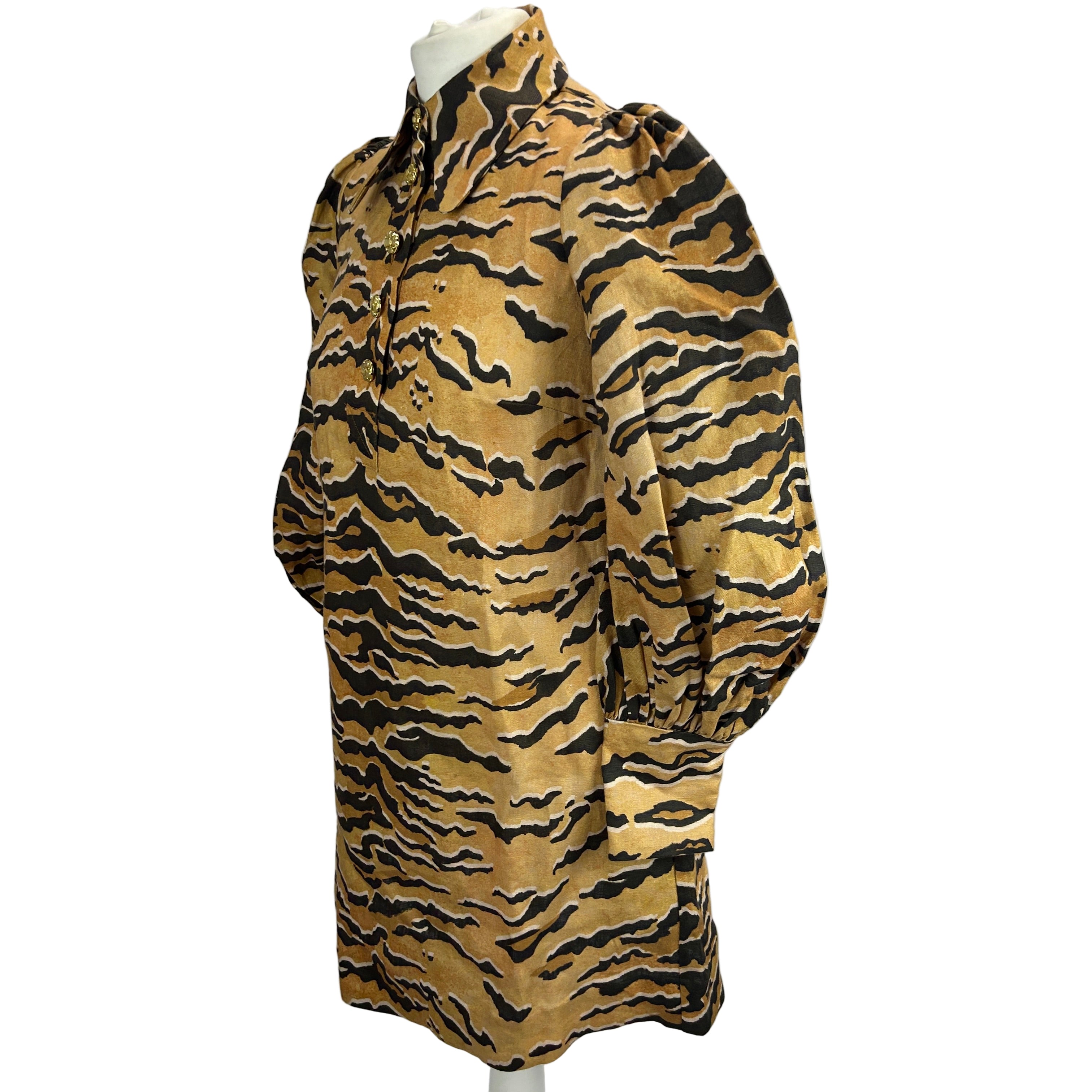 Zimmermann New £650 Tan Tiger Matchmaker Tunic Dress S