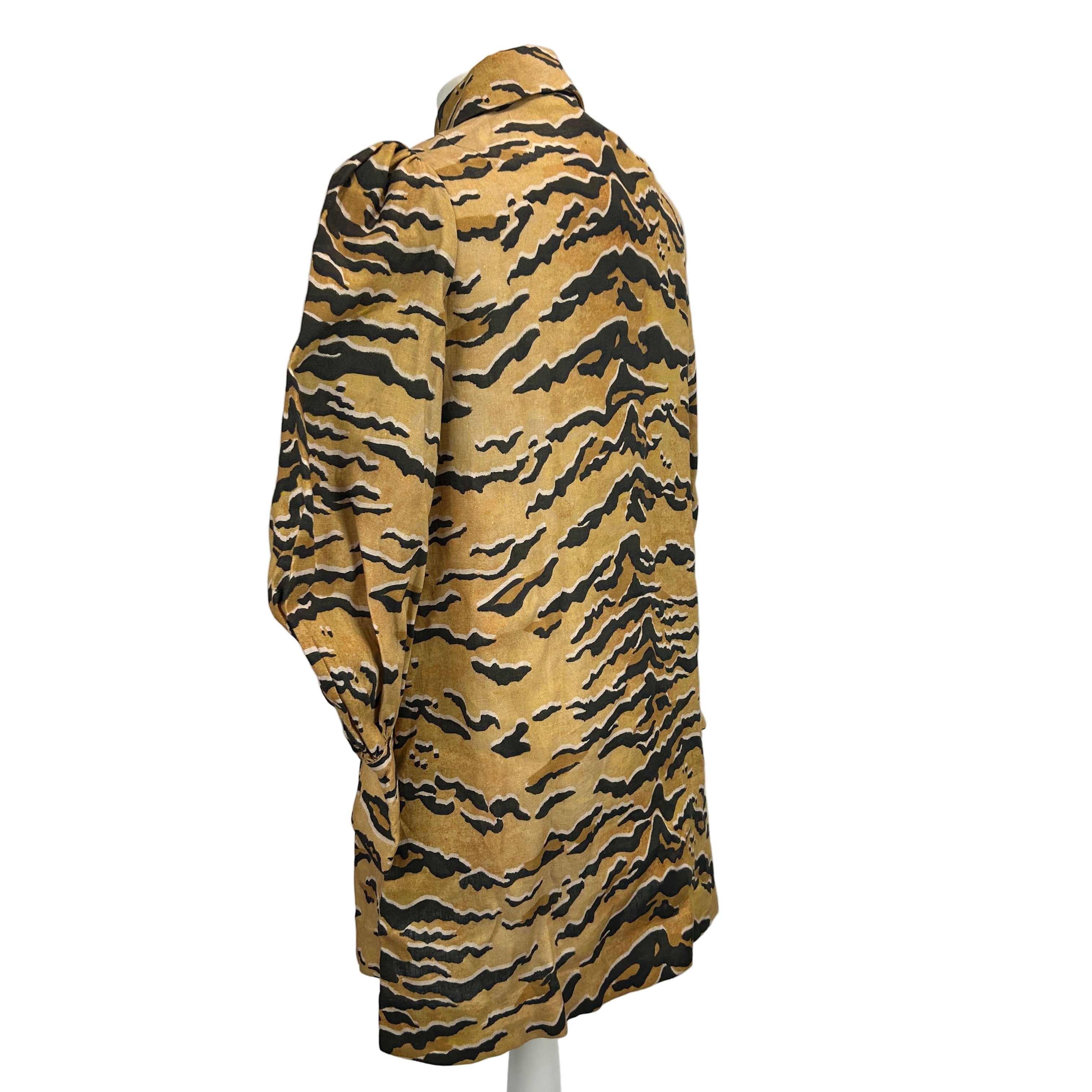 Zimmermann New £650 Tan Tiger Matchmaker Tunic Dress S