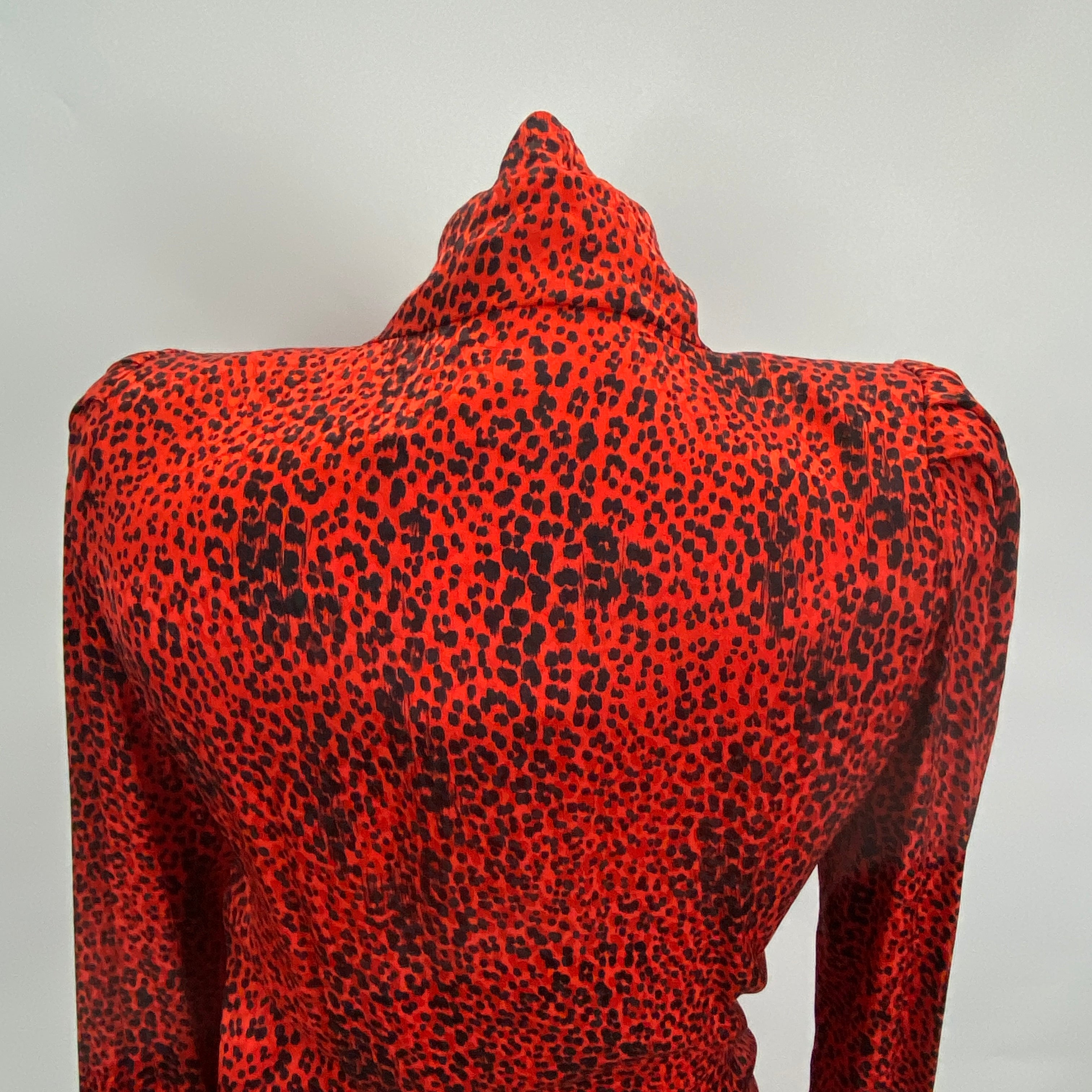 Alessandra Rich £1500 Ruby Cheetah Silk Maxi Dress XS