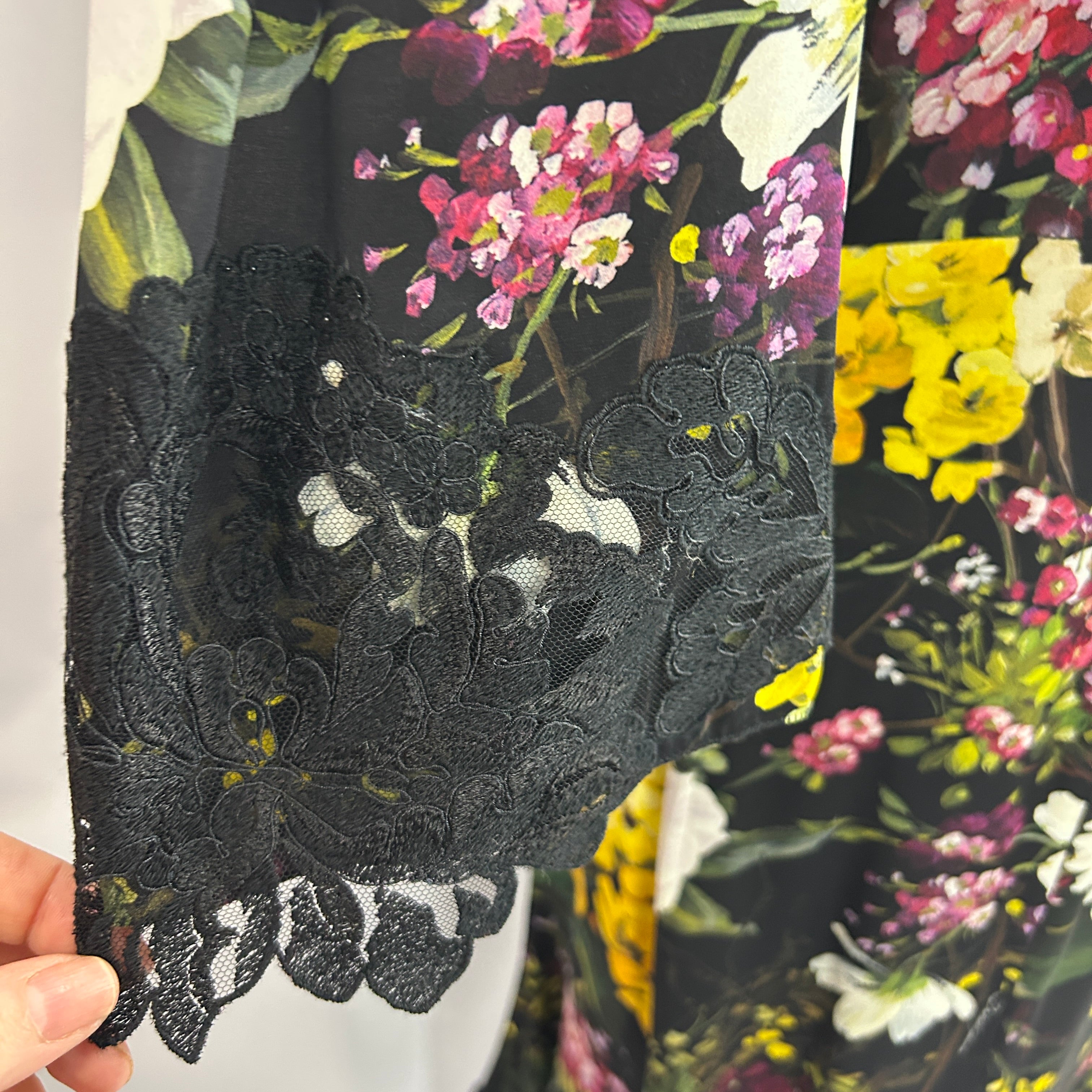 Dolce & Gabbana Black Floral Print Silk Crepe Dress M