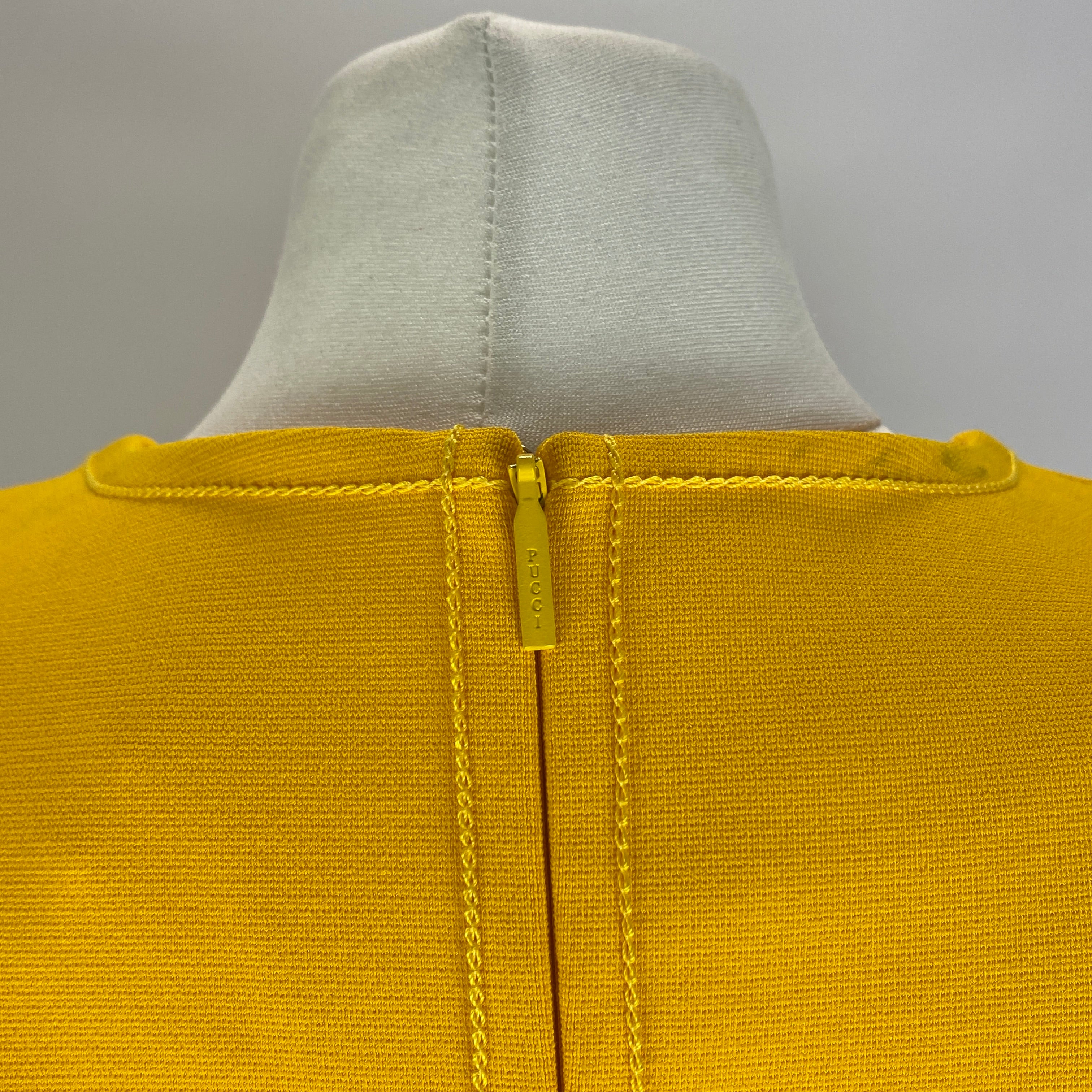 Emilio Pucci New Yolk Yellow Crepe Shift Dress M