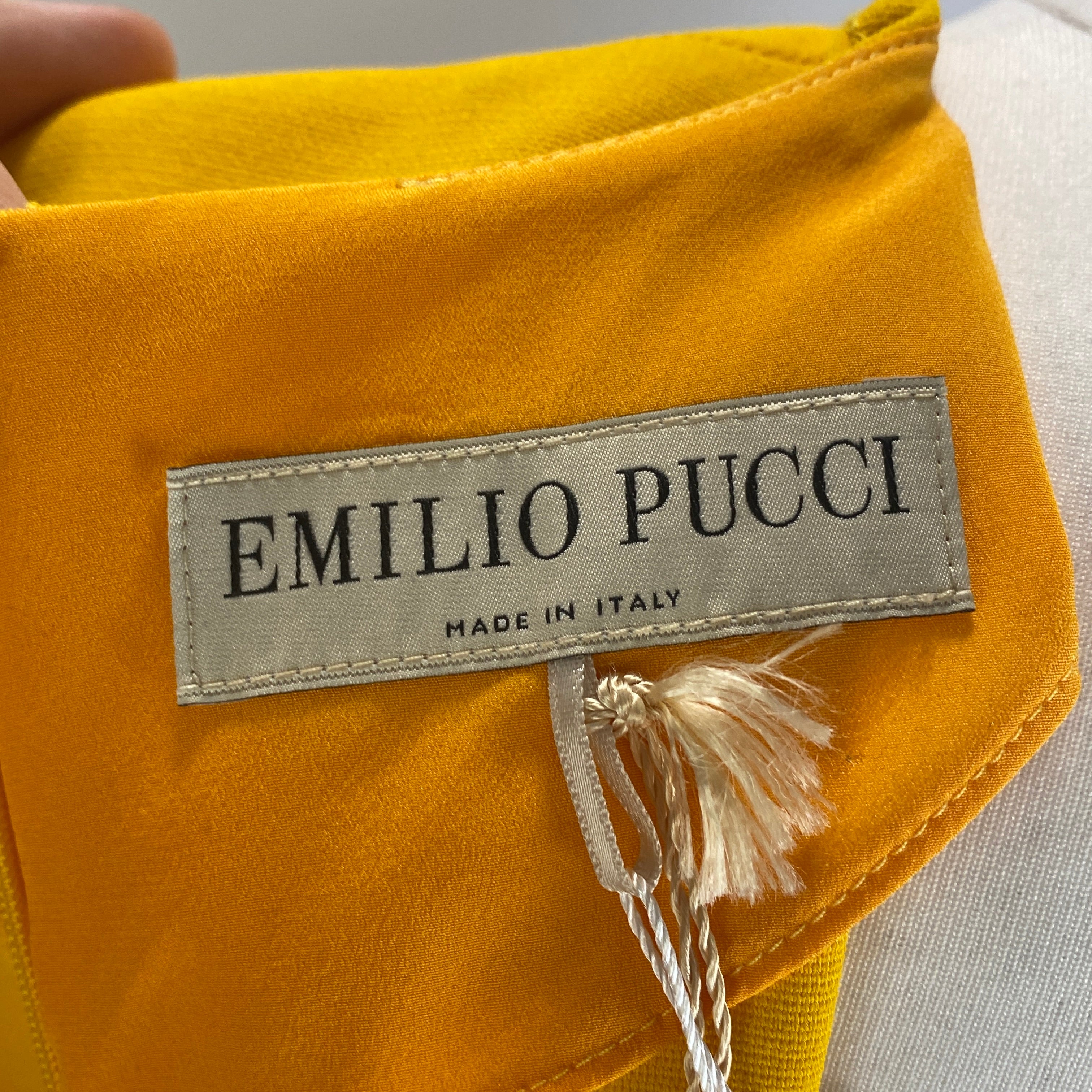 Emilio Pucci New Yolk Yellow Crepe Shift Dress M