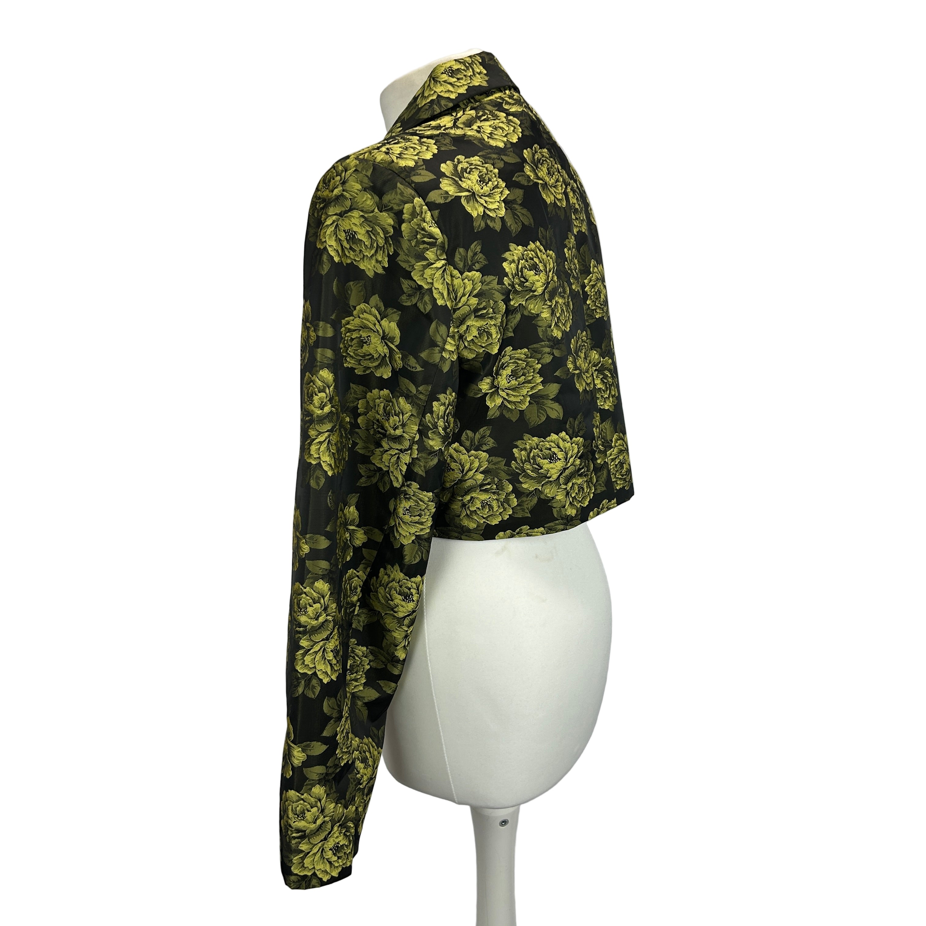 Ganni £325 Olive Rose Jacquard Crop Jacket S