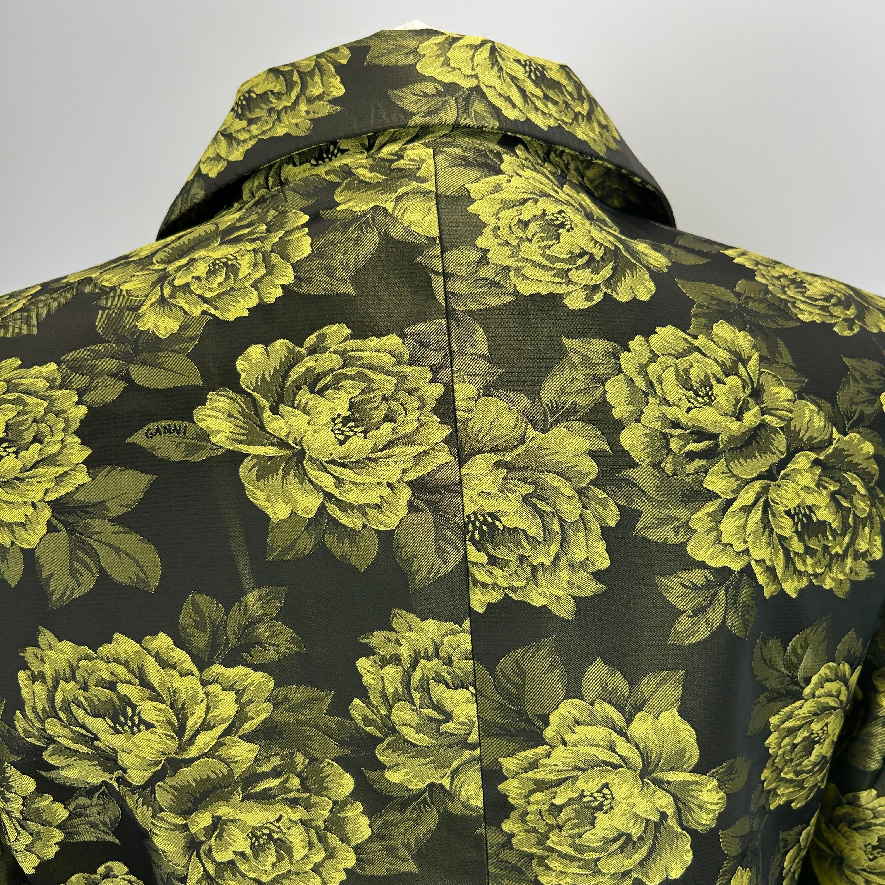 Ganni £325 Olive Rose Jacquard Crop Jacket S