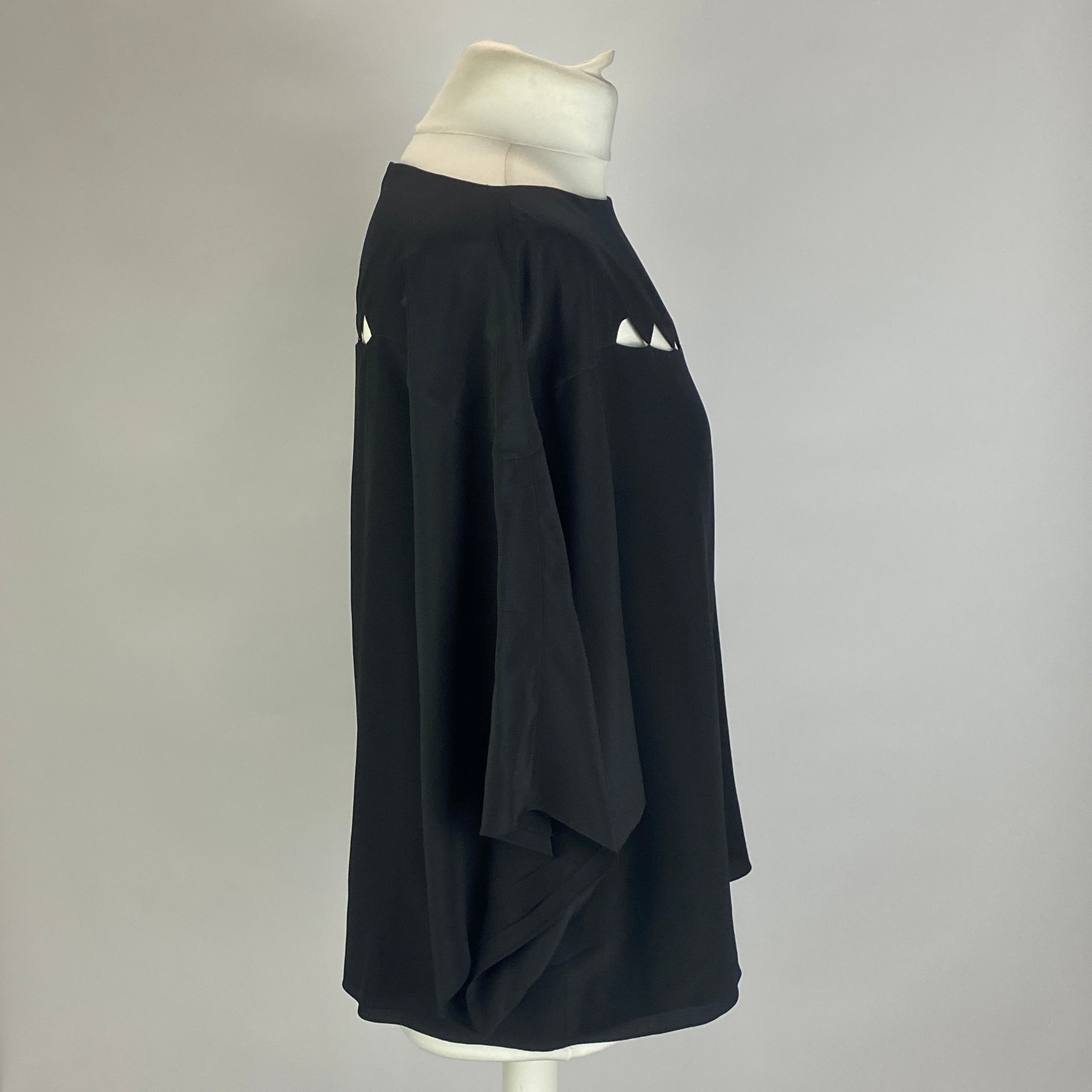 Chloe Black Silk Cutaway Batwing Top XL