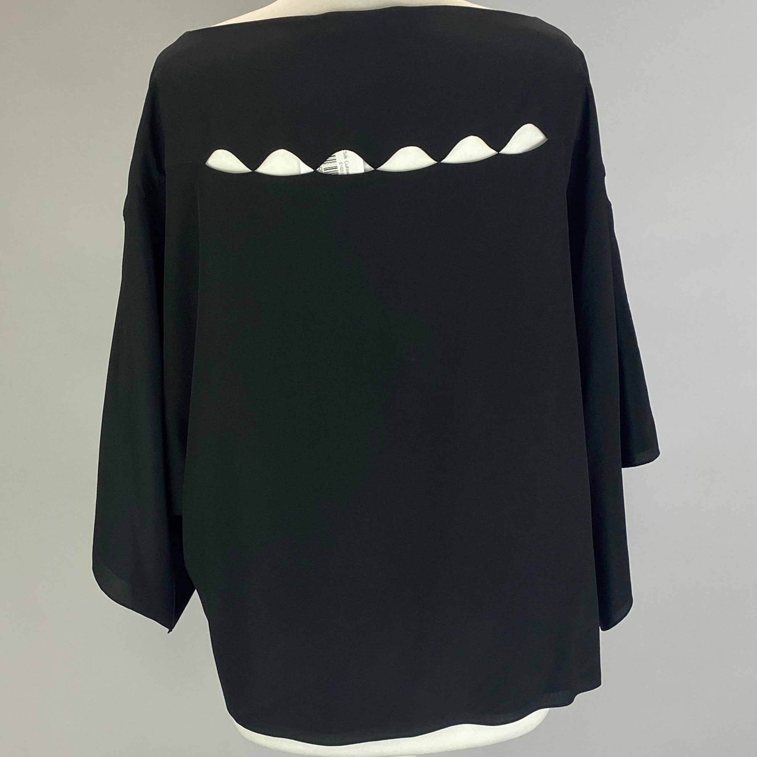 Chloe Black Silk Cutaway Batwing Top XL