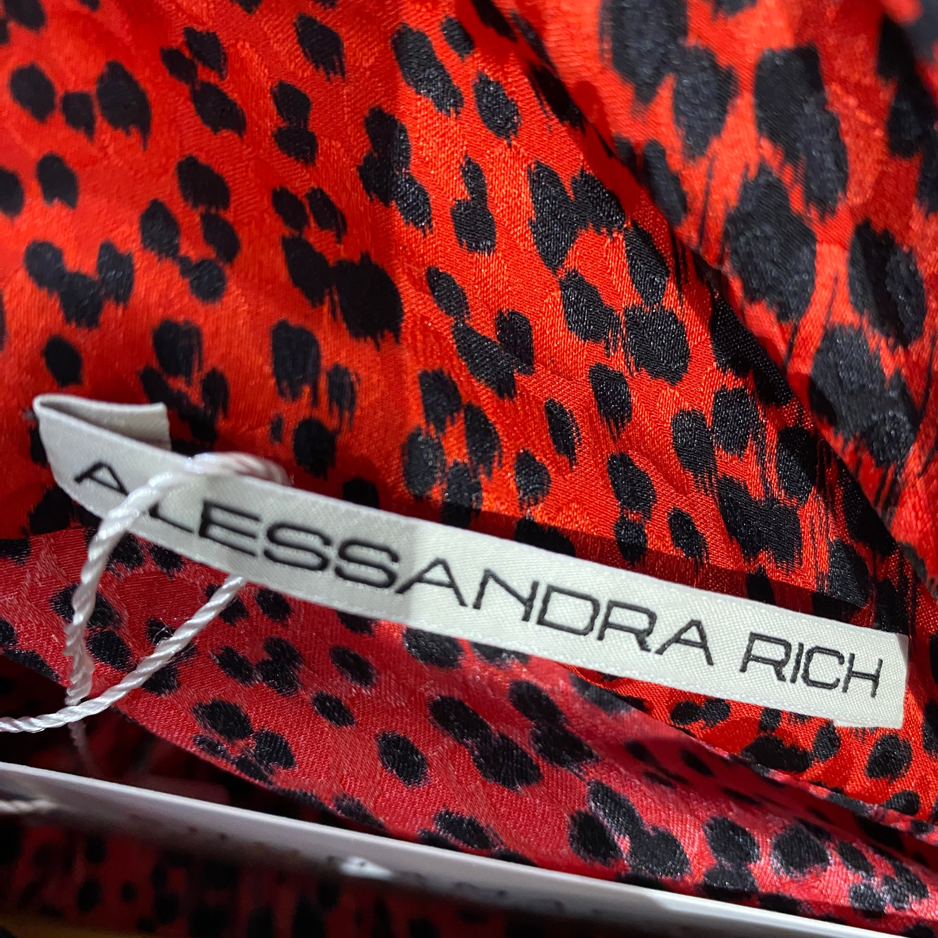 Alessandra Rich £1500 Ruby Cheetah Silk Maxi Dress XS