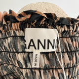Ganni Leopardprint Cotton & Silk Shirred Maxi Dress XS